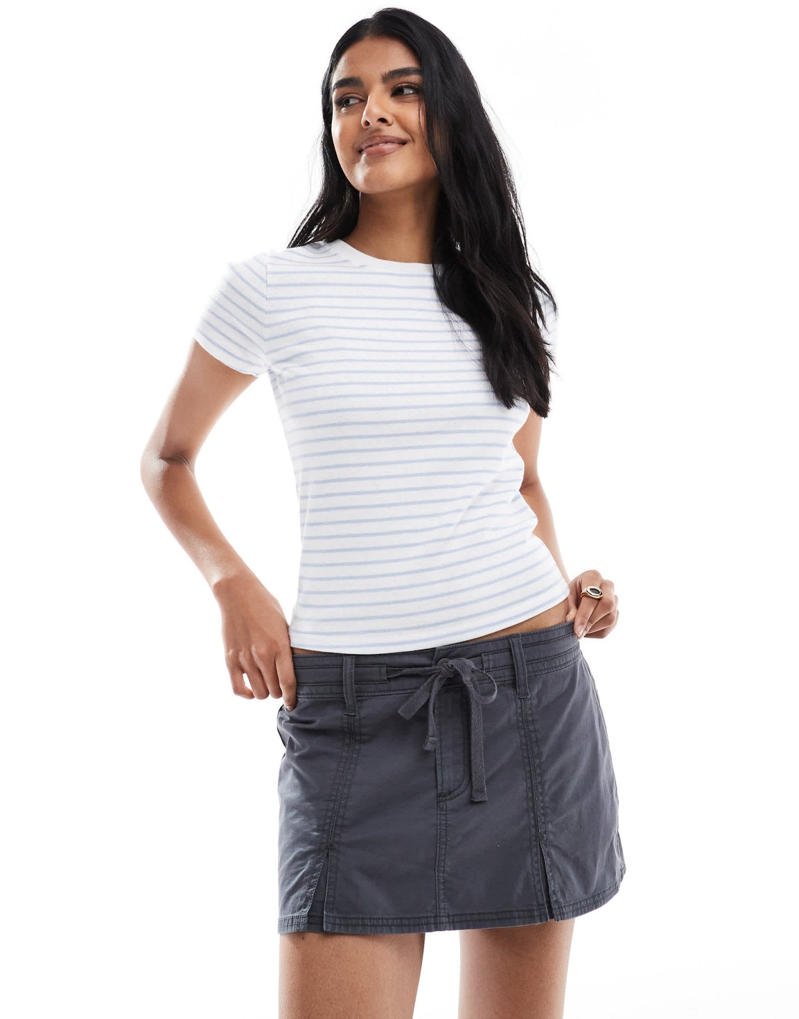 Hollister pleated mini skirt in grey - ASOS Sample Sale