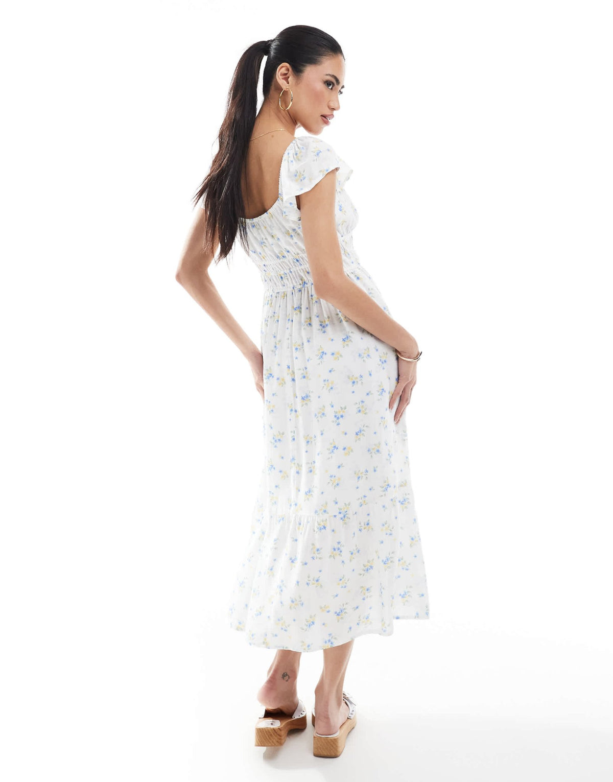 hollister blue floral dress short sleeve milkmaid midi slit in – ASOS Sample Sale LACOO 47.2 in. 6-Drawer black white dress Embrace effortless style with Size:17M