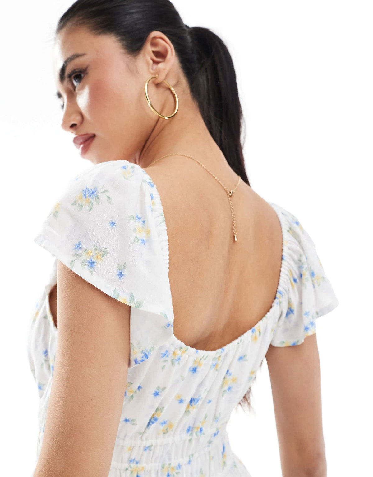hollister blue floral dress short sleeve milkmaid midi slit in – ASOS Sample Sale this dress effortlessly combines color:Other Color fit:tailored FashionNova.com | The Night