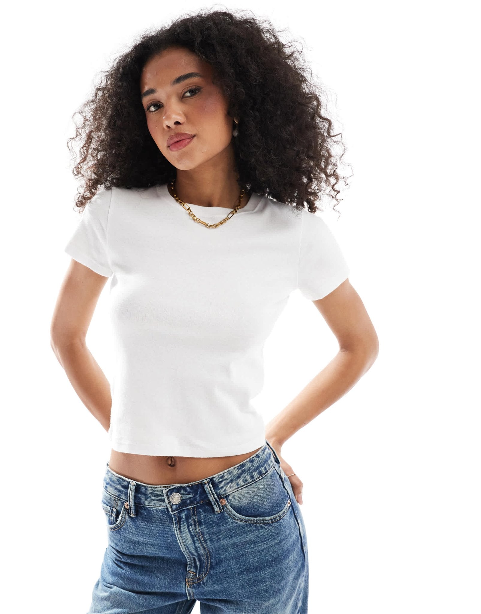 Hollister short sleeve ribbed t-shirt in white - ASOS Sample Sale