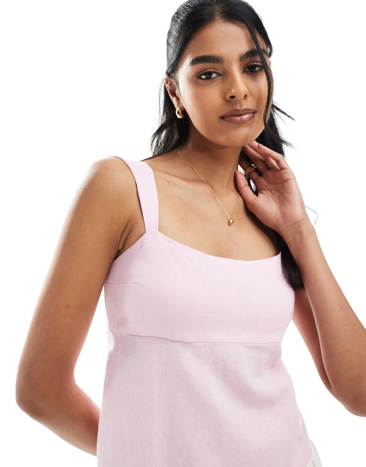 Hollister sleeveless tie back linen top in dusty pink - ASOS Sample Sale
