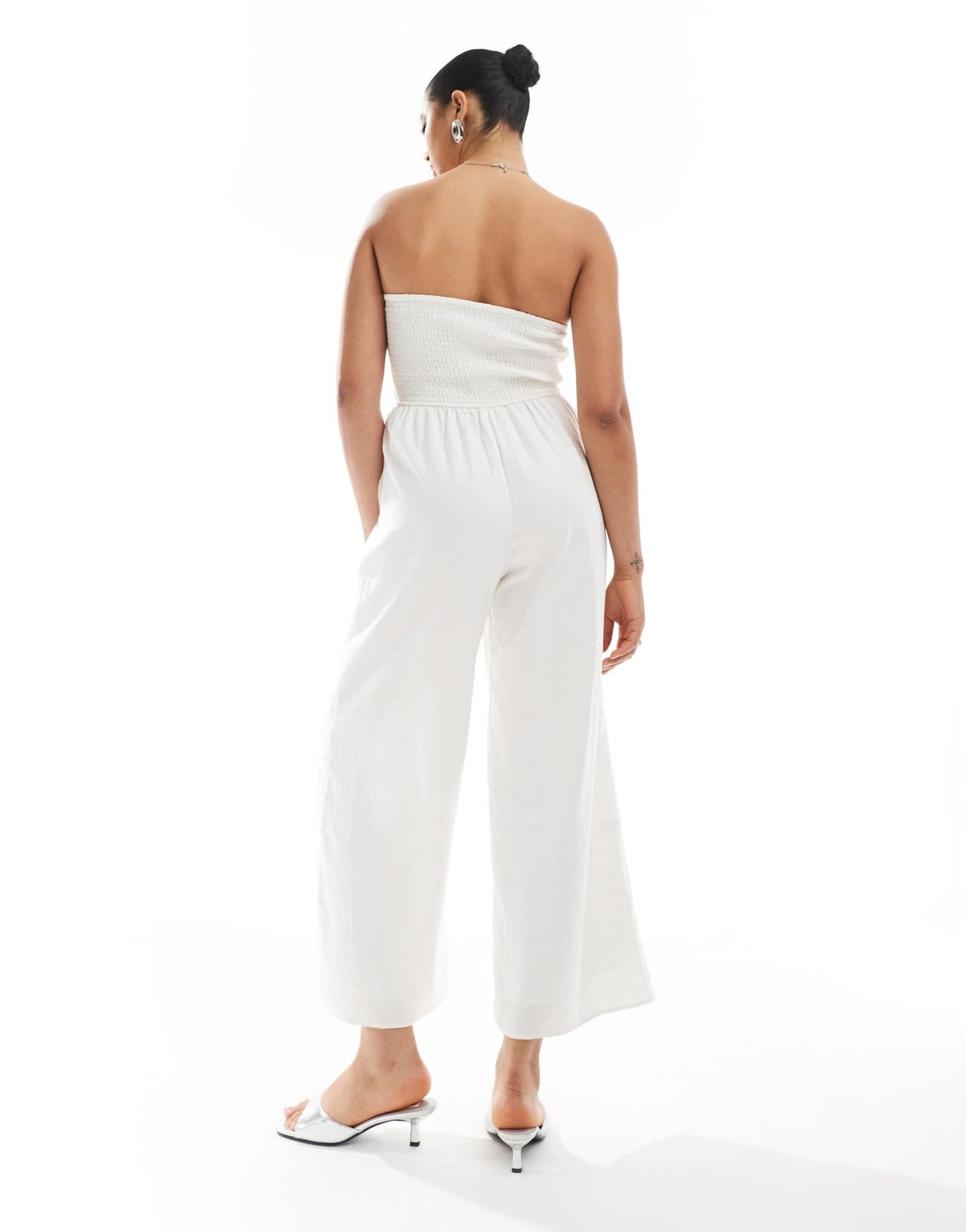 Hollister strapless linen jumpsuit with contrast trims in white - ASOS Sample Sale