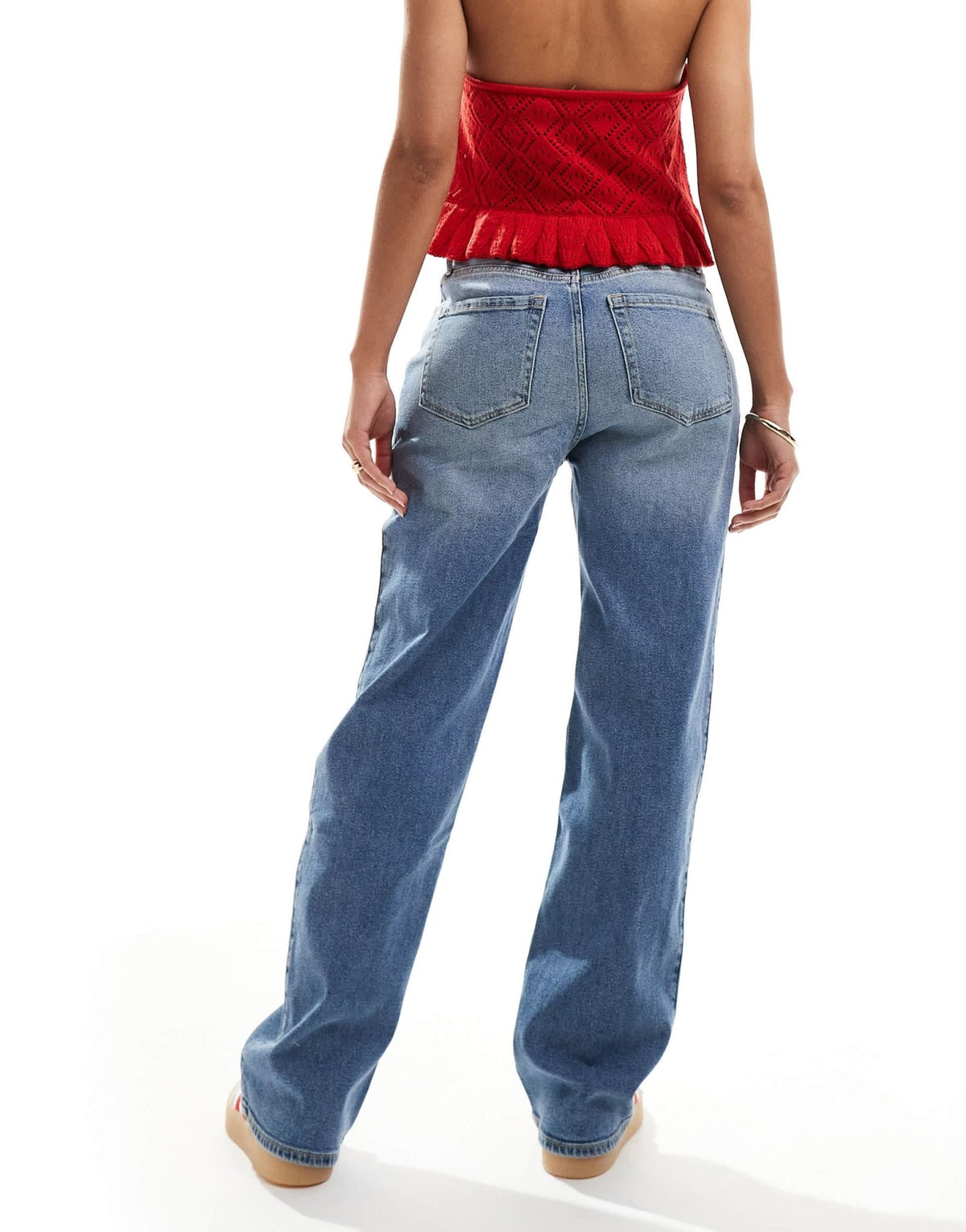 Hollister ultra high rise dad jean in mid blue - ASOS Sample Sale