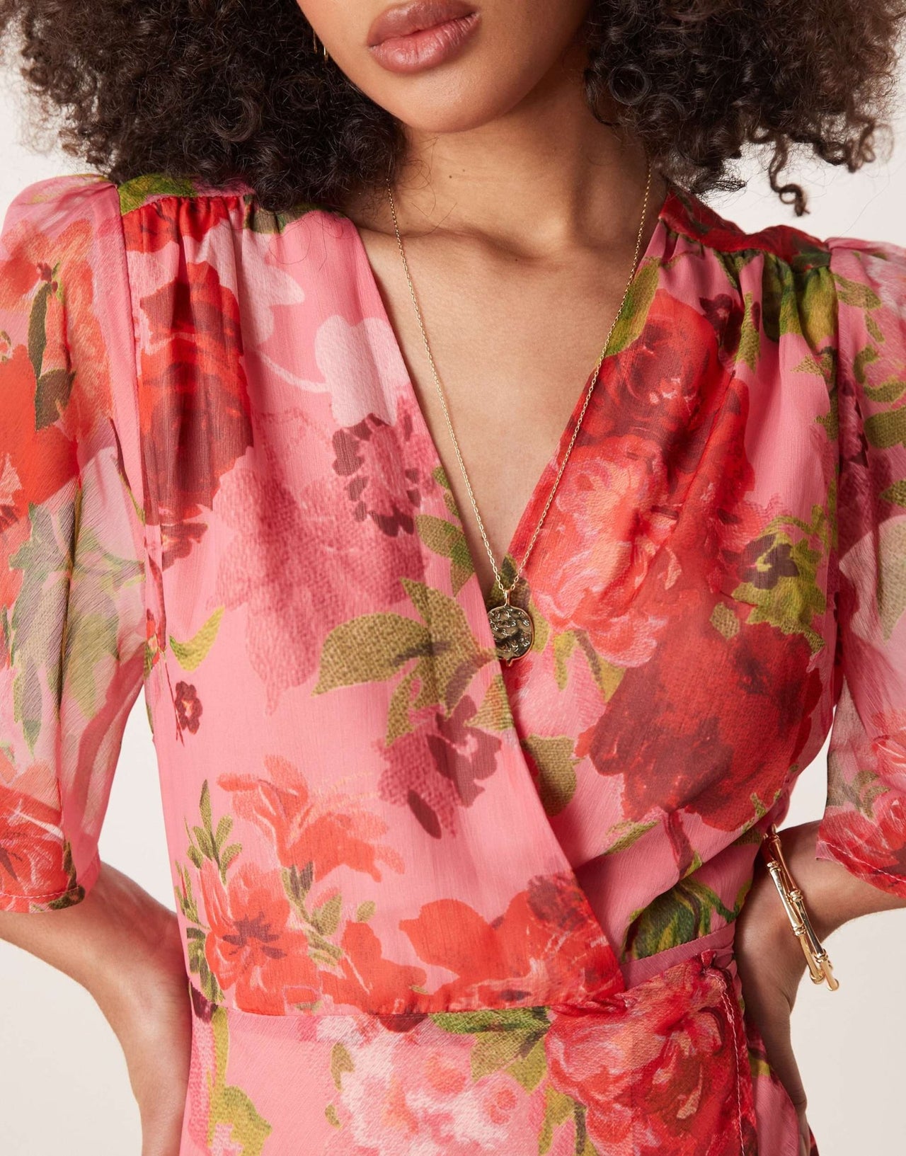 Hope & Ivy flutter sleeve maxi wrap dress with tie waist in red multi - ASOS Sample Sale