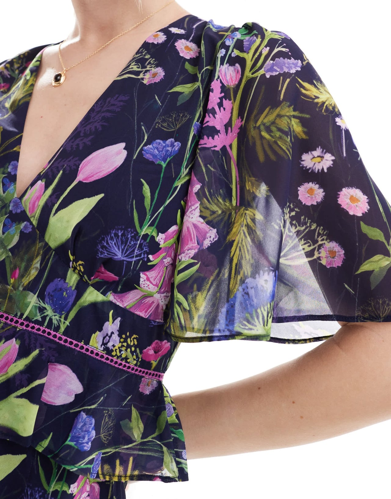 Hope & Ivy midi tea dress with peplum waist in navy print - ASOS Sample Sale