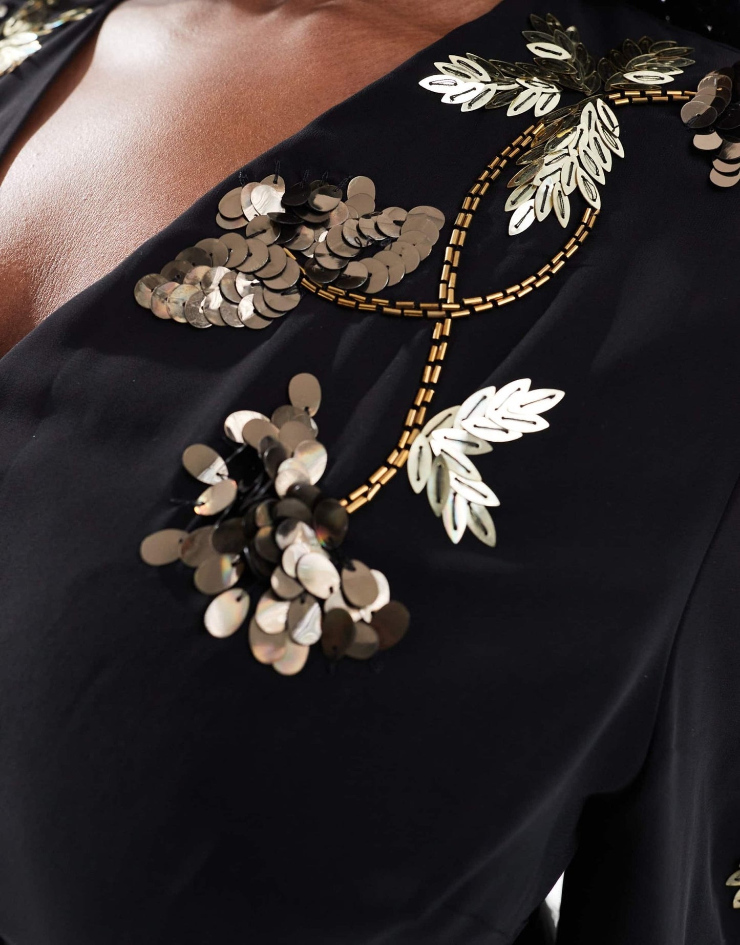 Hope & Ivy Plus wrap front maxi dress with gold embellishment in black - ASOS Sample Sale
