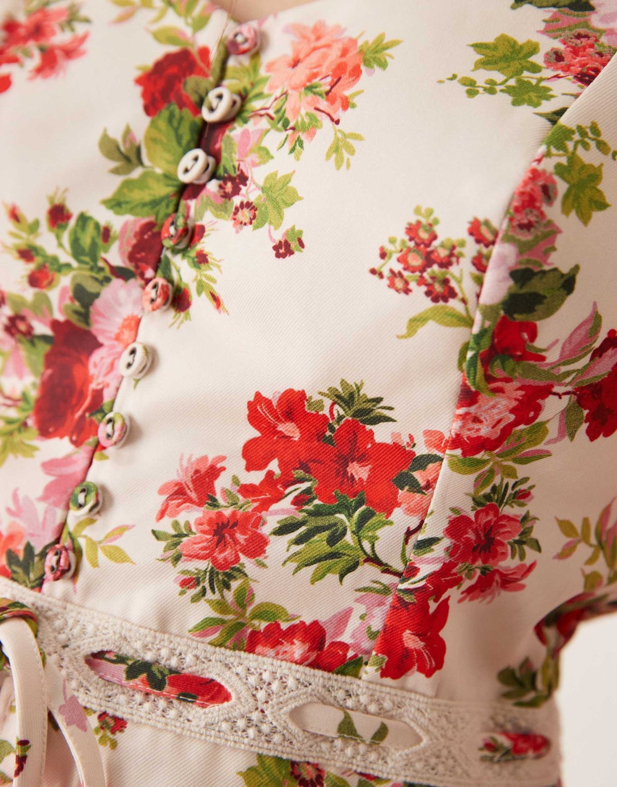Hope & Ivy square neck open back peplum blouse in white red floral - ASOS Sample Sale