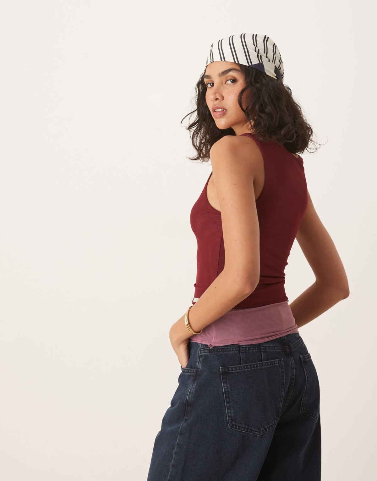 House of Sunny multi layer mesh vest in berry - ASOS Sample Sale