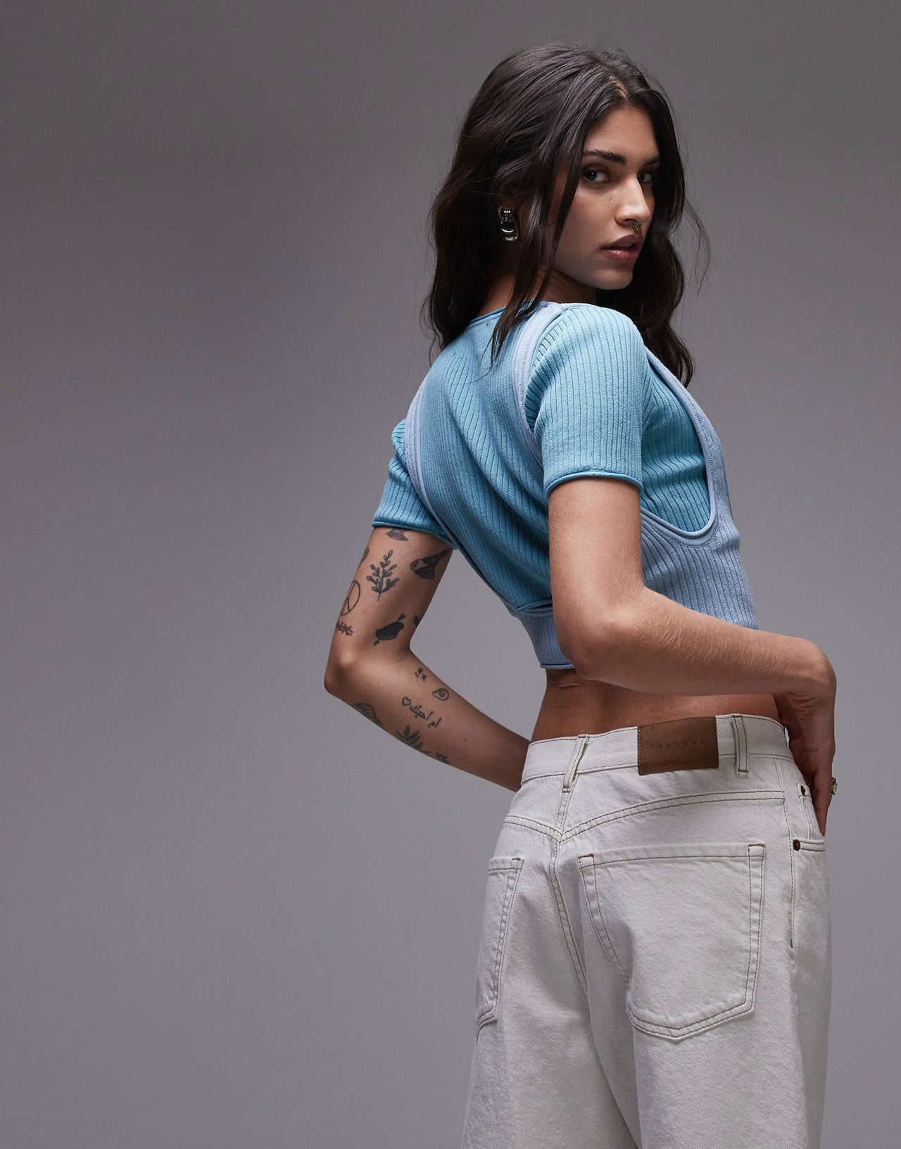 House of Sunny olympus layered rib top in sky blue - ASOS Sample Sale