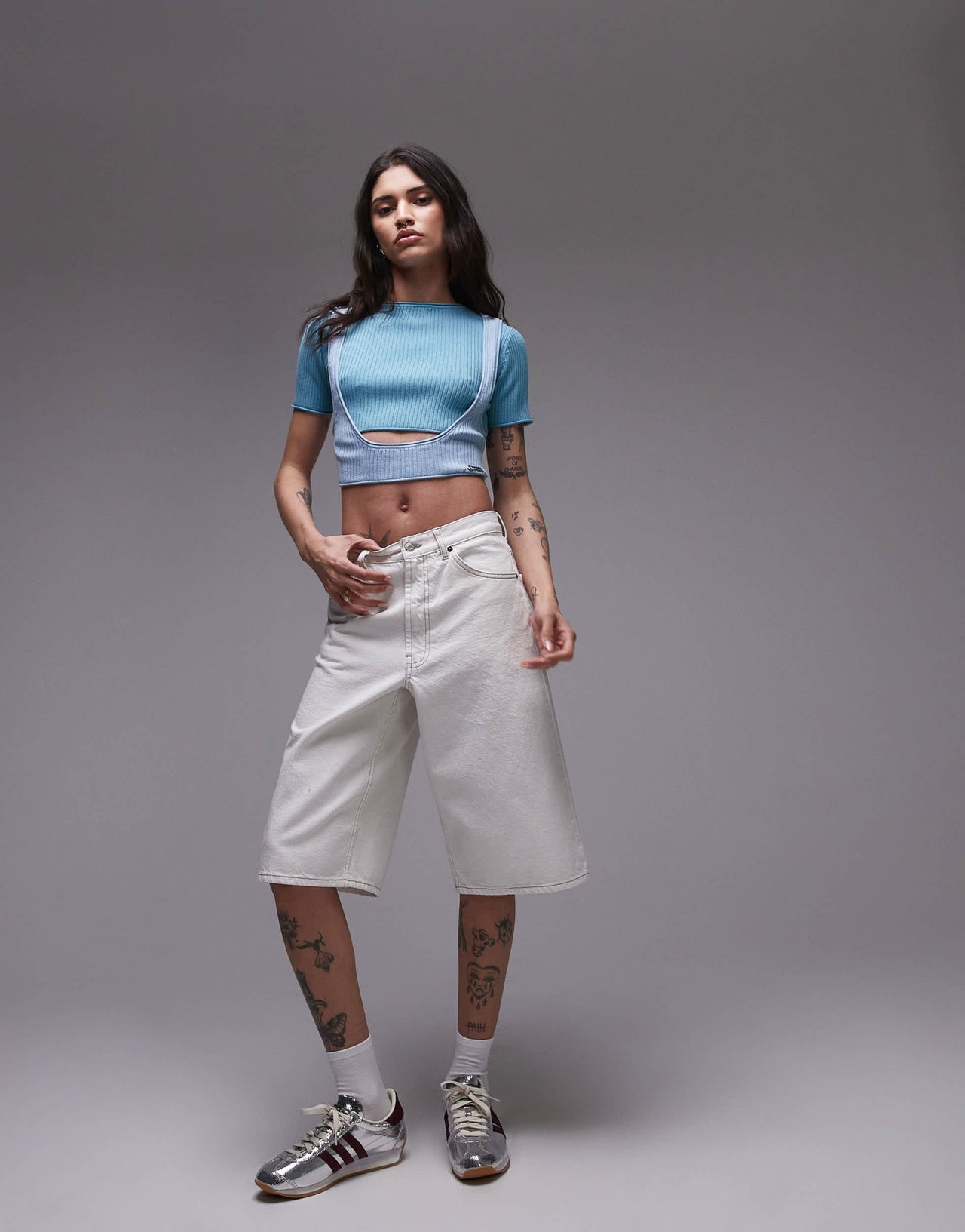 House of Sunny olympus layered rib top in sky blue - ASOS Sample Sale