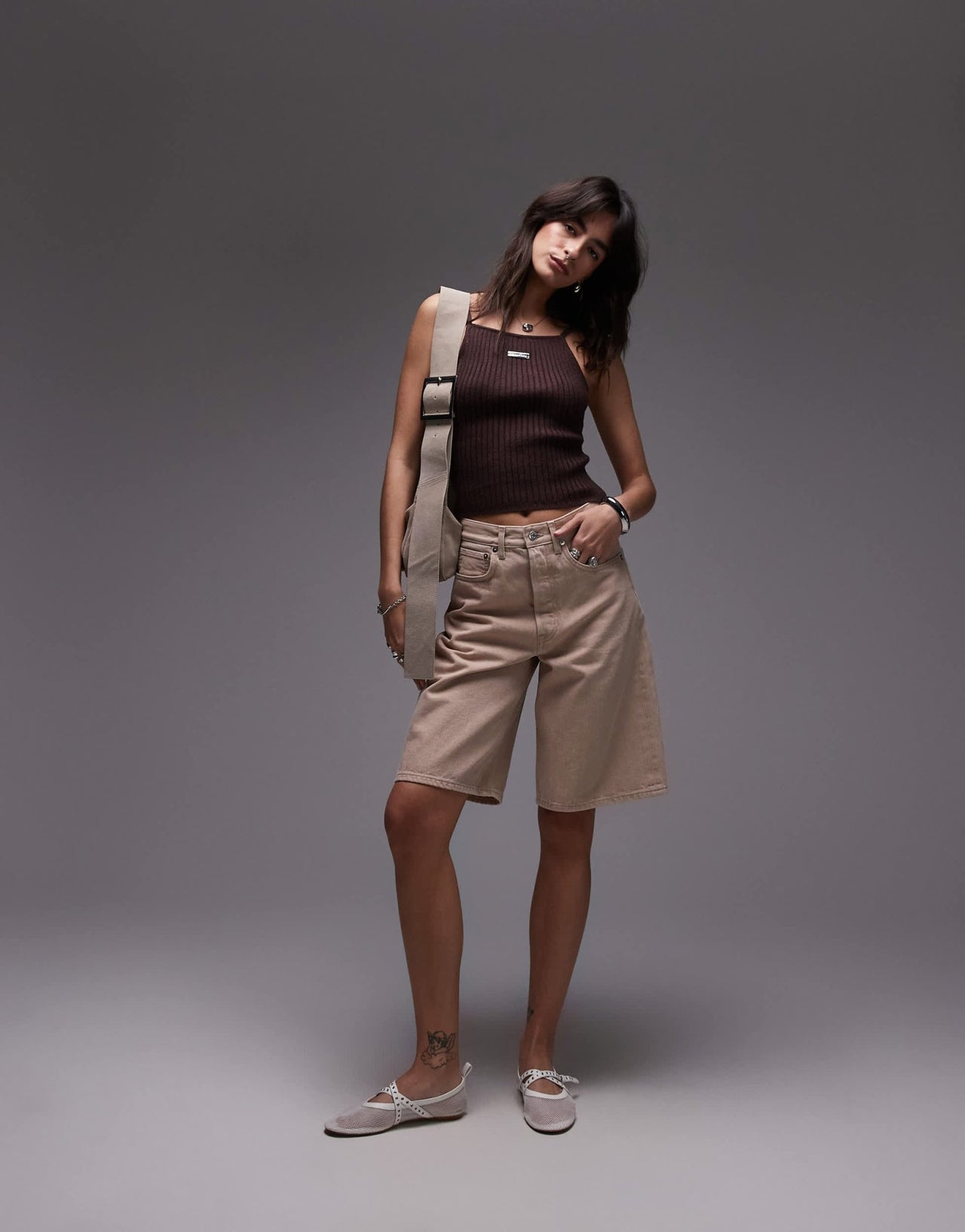House of Sunny peggy knit rib vest in brown - ASOS Sample Sale
