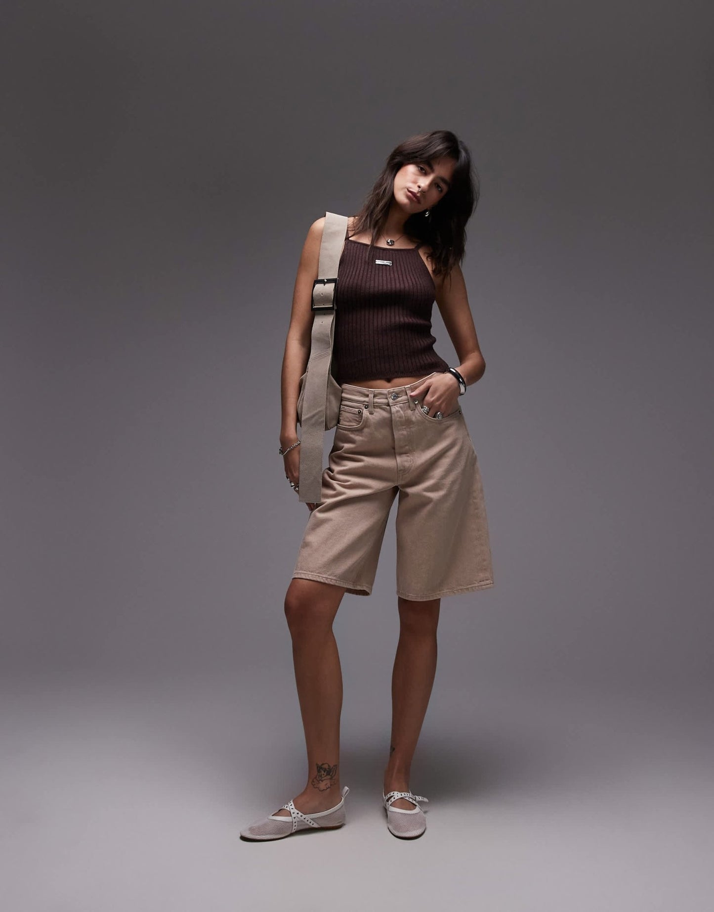 House of Sunny peggy knit rib vest in brown - ASOS Sample Sale