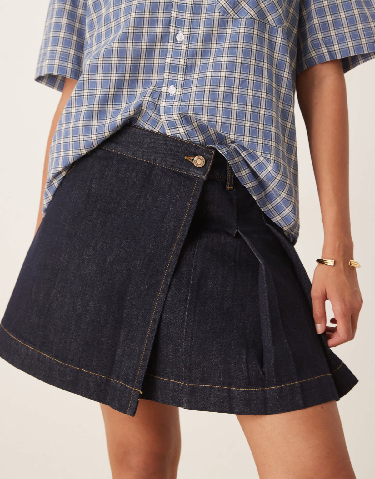 House of Sunny pleated denim mini skirt in indigo - ASOS Sample Sale