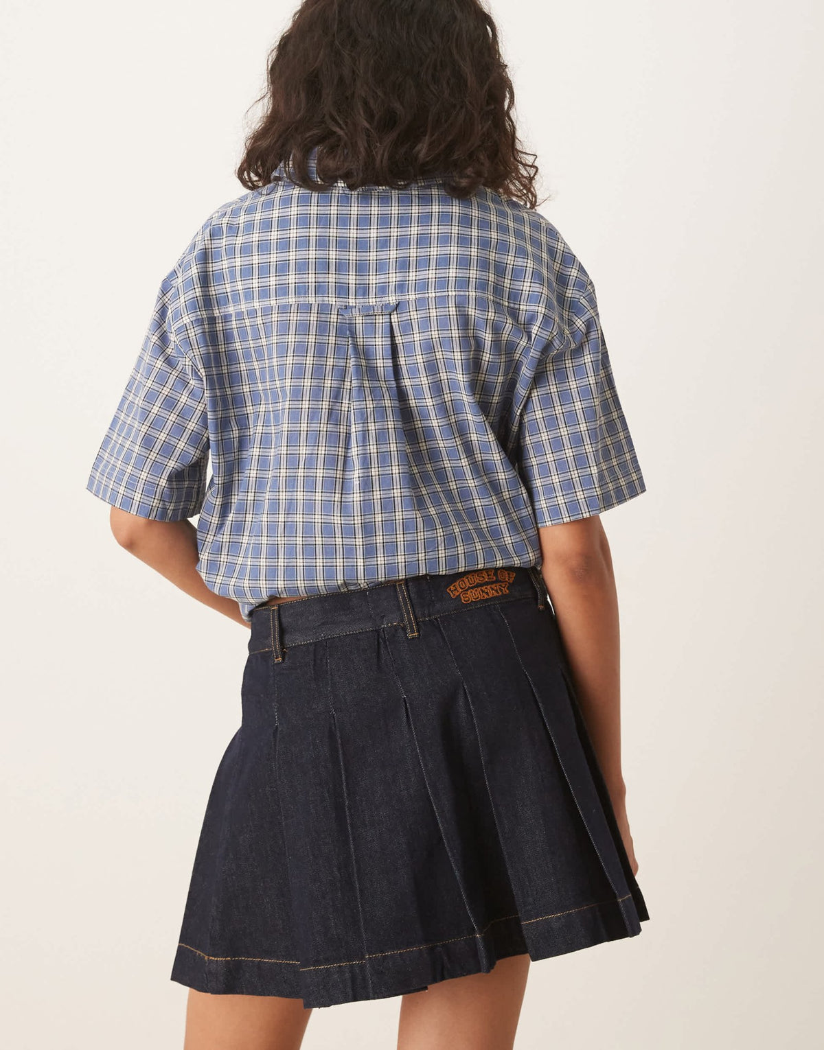 House of Sunny pleated denim mini skirt in indigo - ASOS Sample Sale