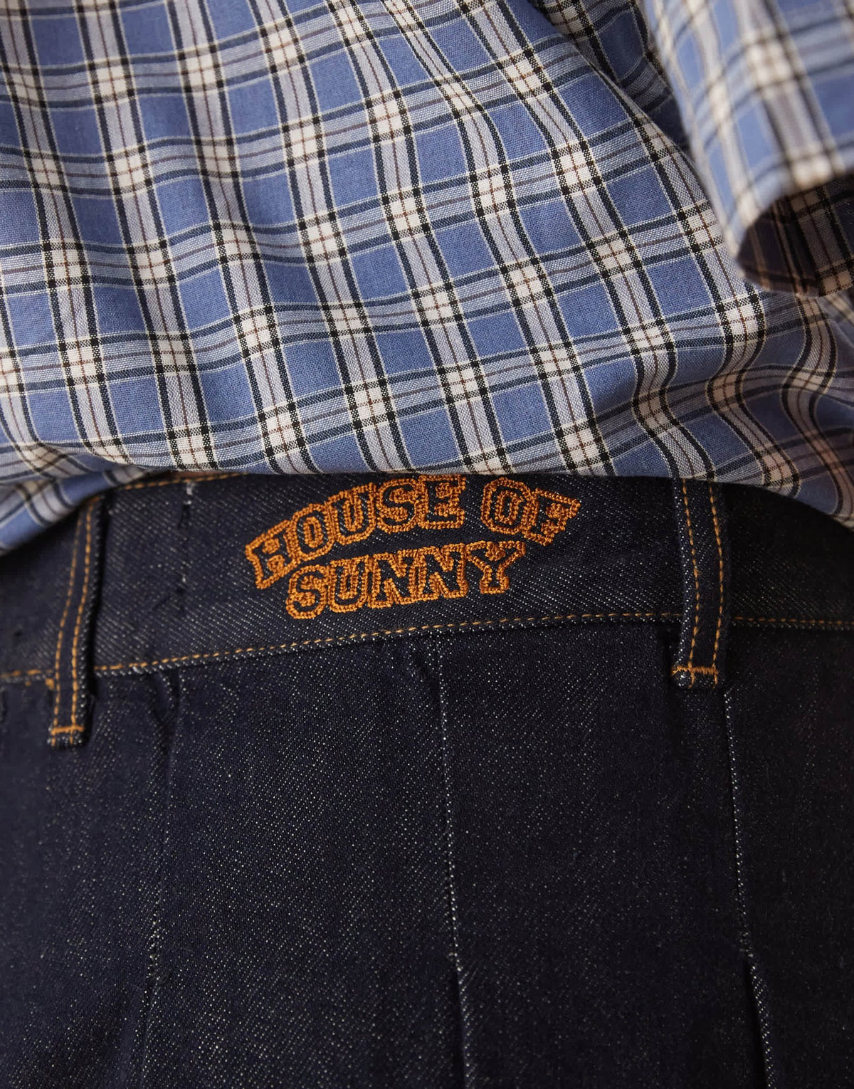 House of Sunny pleated denim mini skirt in indigo - ASOS Sample Sale