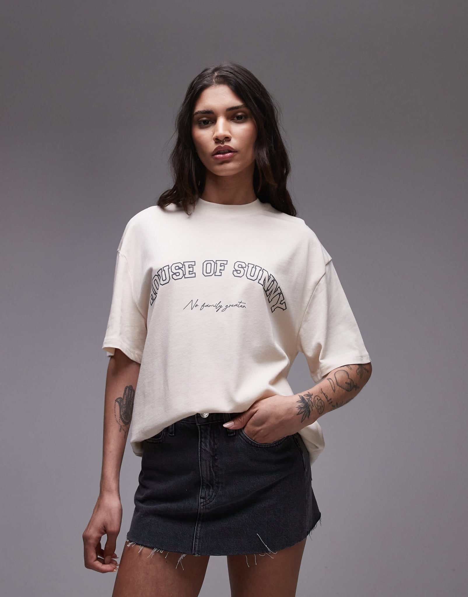 House of Sunny the family oversized t-shirt in marble - ASOS Sample Sale