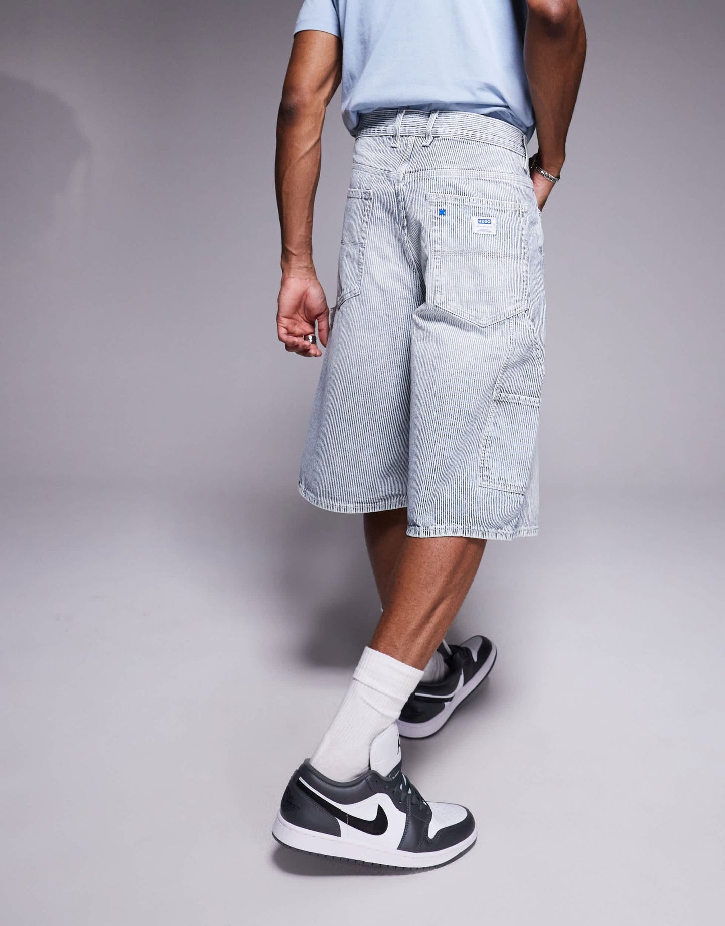 Hugo Blue Aman baggy fit shorts in light blue - ASOS Sample Sale