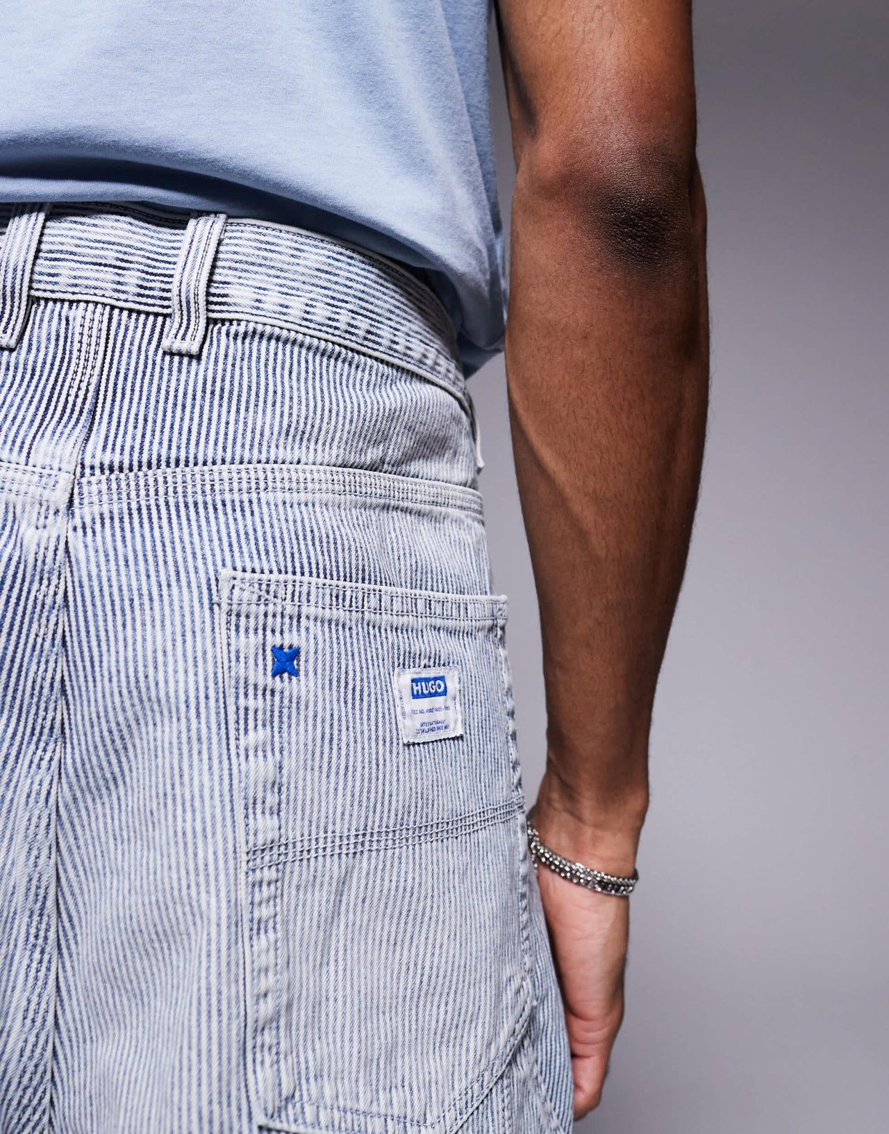 Hugo Blue Aman baggy fit shorts in light blue - ASOS Sample Sale