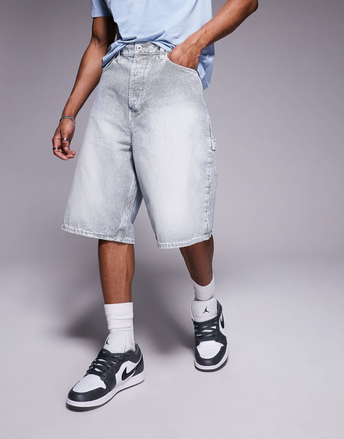 Hugo Blue Aman baggy fit shorts in light blue - ASOS Sample Sale