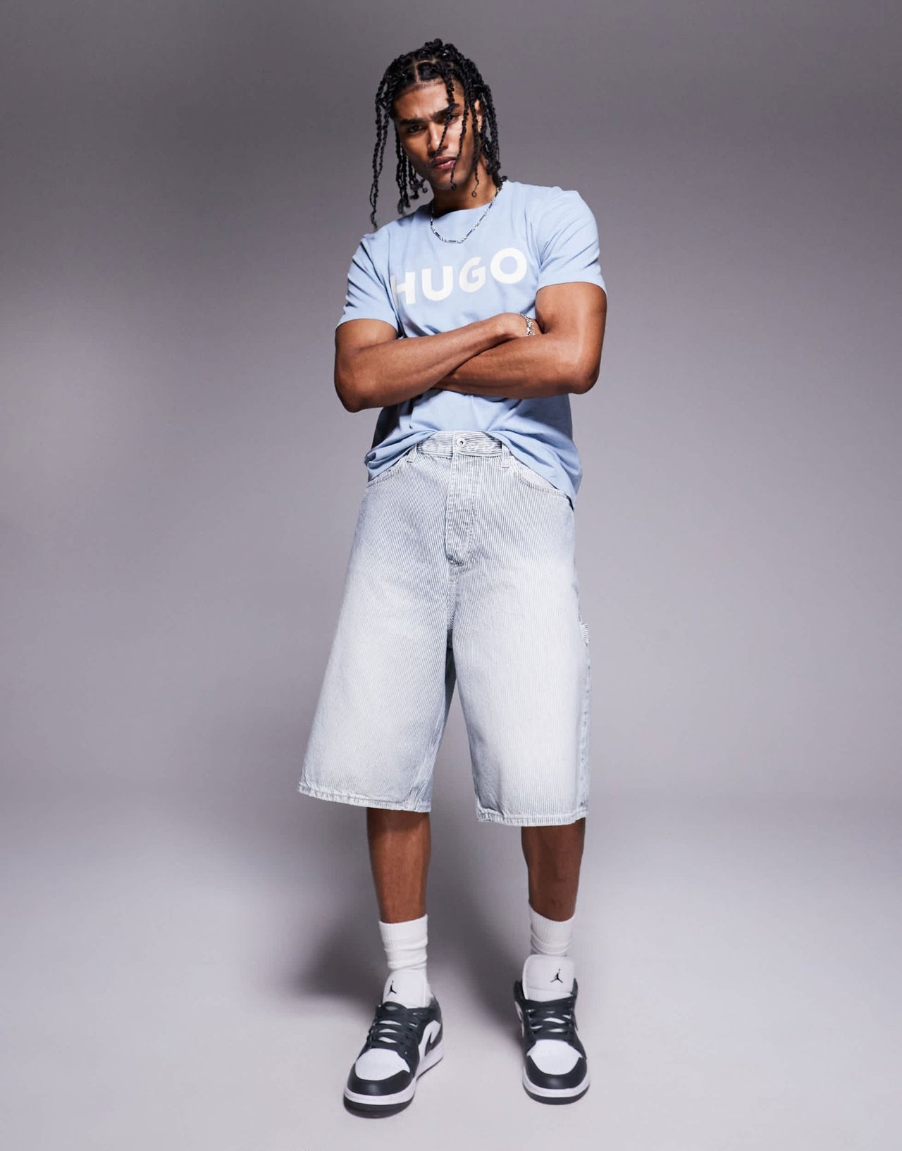 Hugo Blue Aman baggy fit shorts in light blue - ASOS Sample Sale