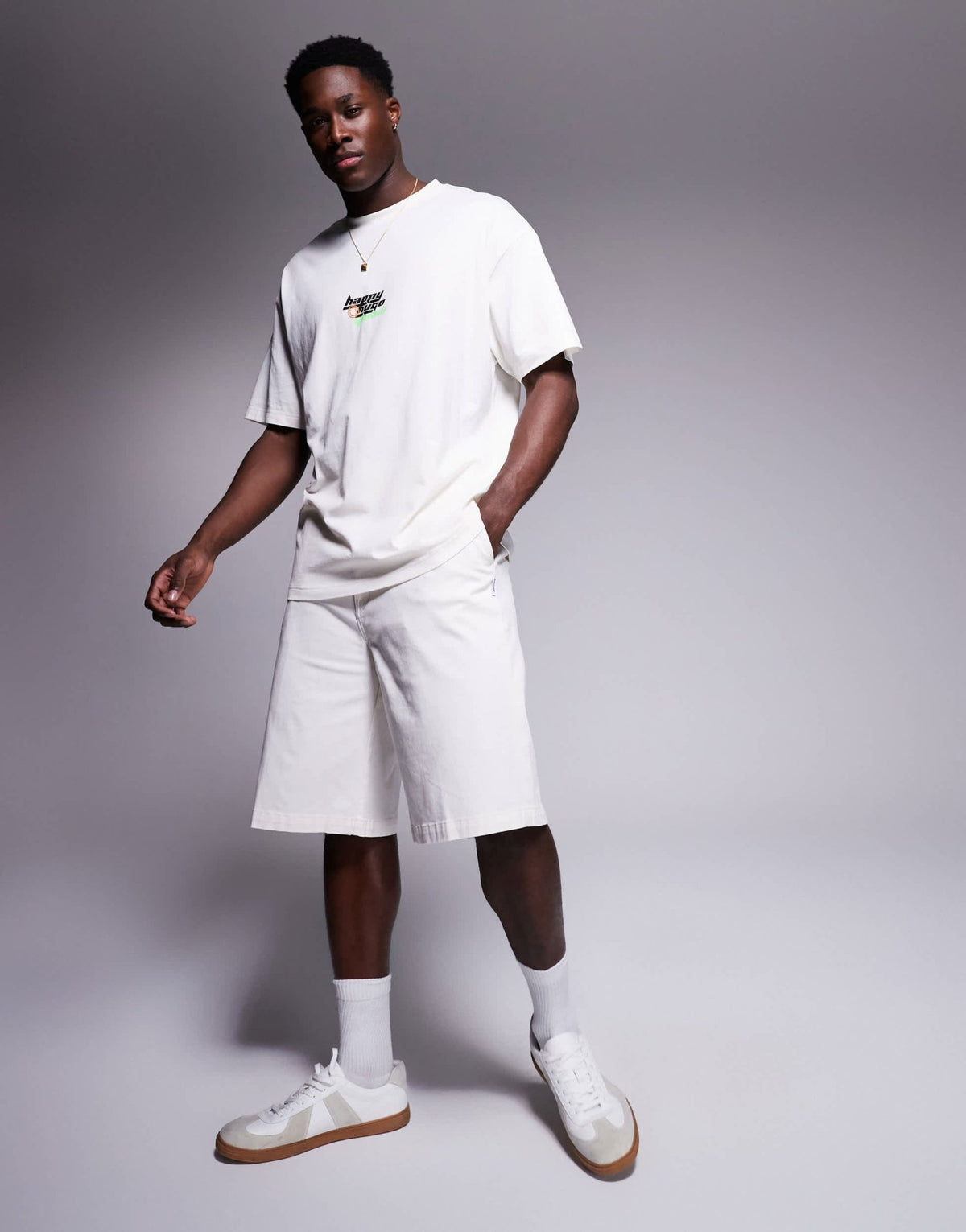 Hugo Blue baggy fit shorts in stone - ASOS Sample Sale
