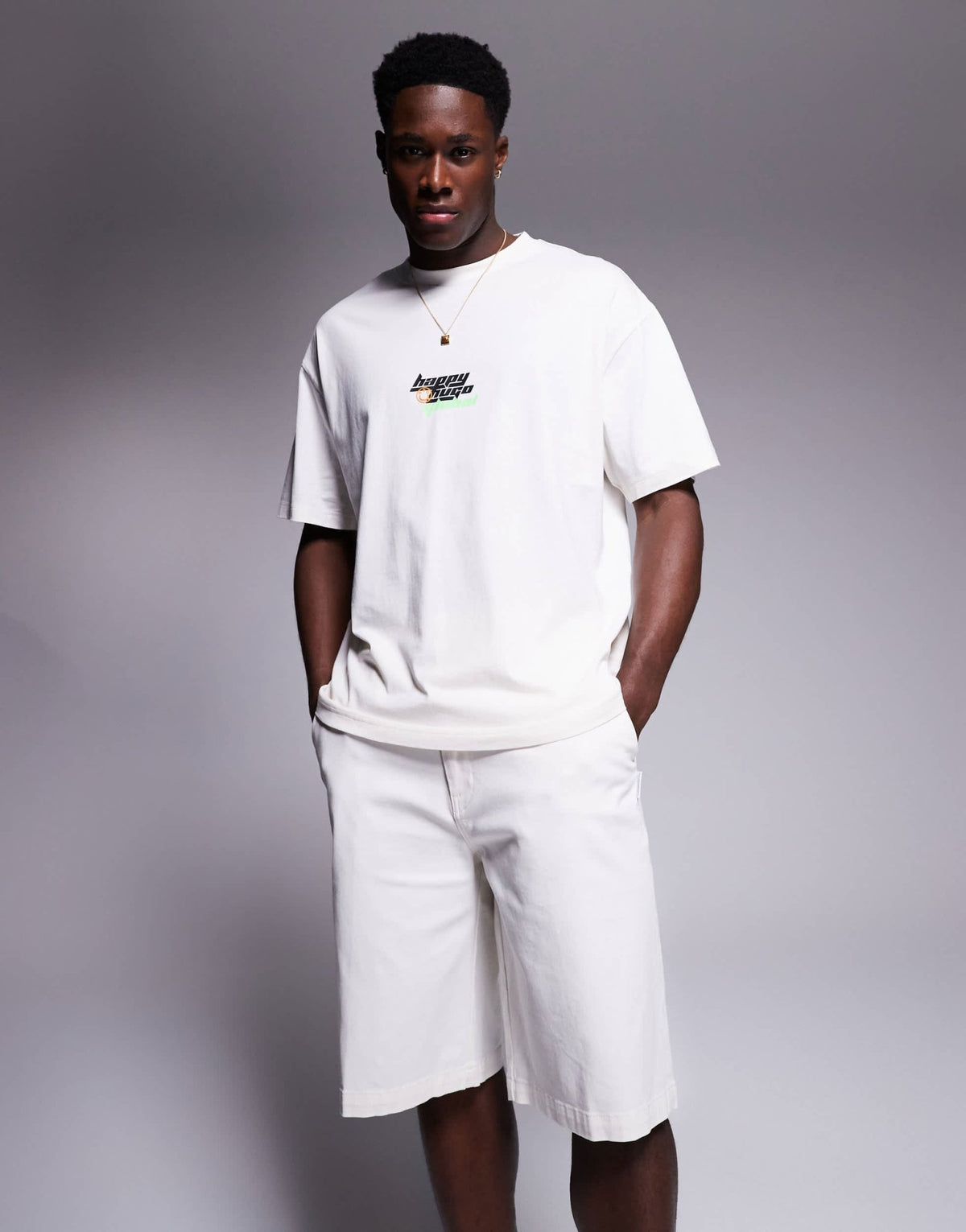 Hugo Blue baggy fit shorts in stone - ASOS Sample Sale