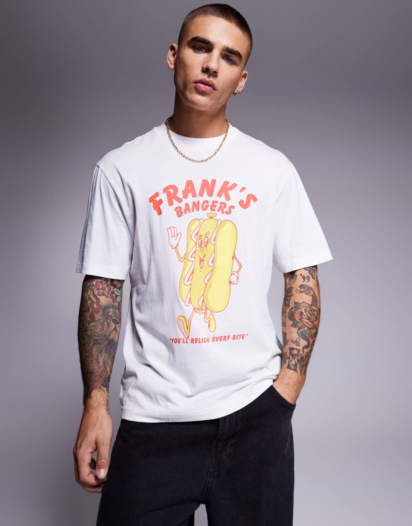 HUGO BLUE hotdog print t-shirt in white - ASOS Sample Sale