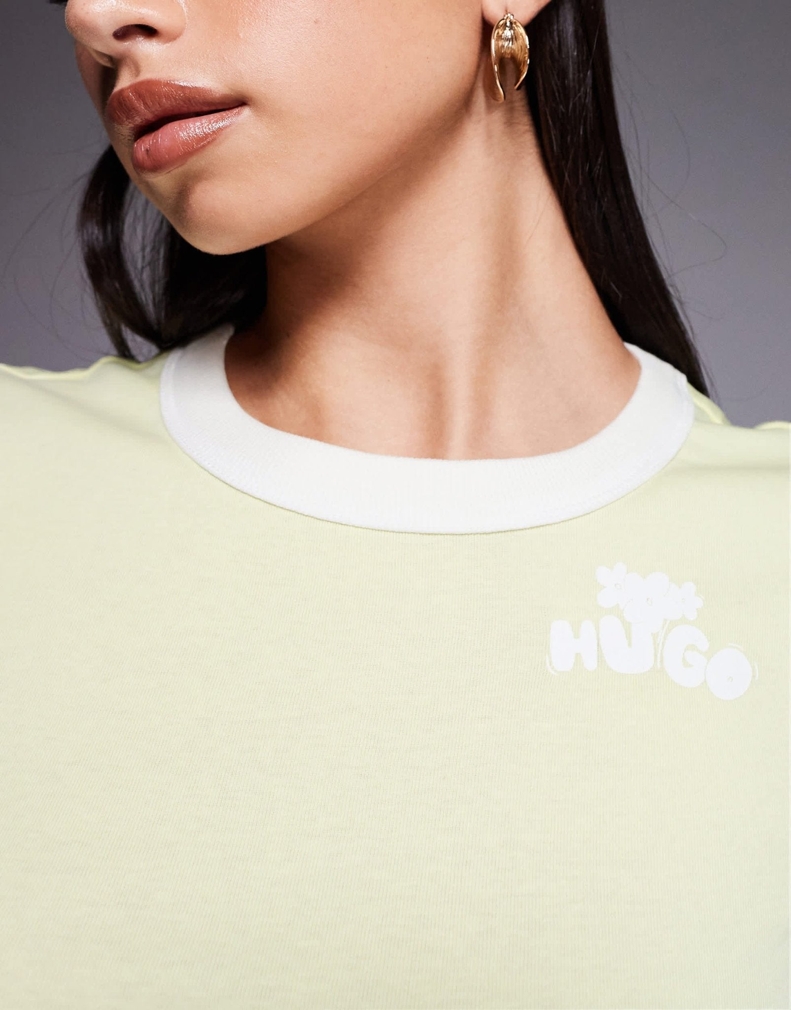 Hugo Blue logo baby ringer t-shirt in yellow - ASOS Sample Sale