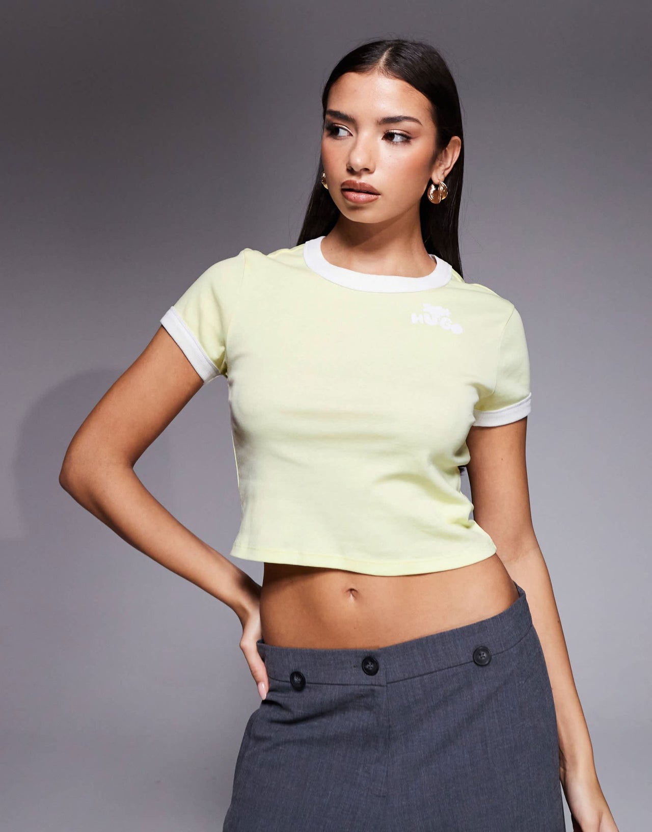 Hugo Blue logo baby ringer t-shirt in yellow - ASOS Sample Sale