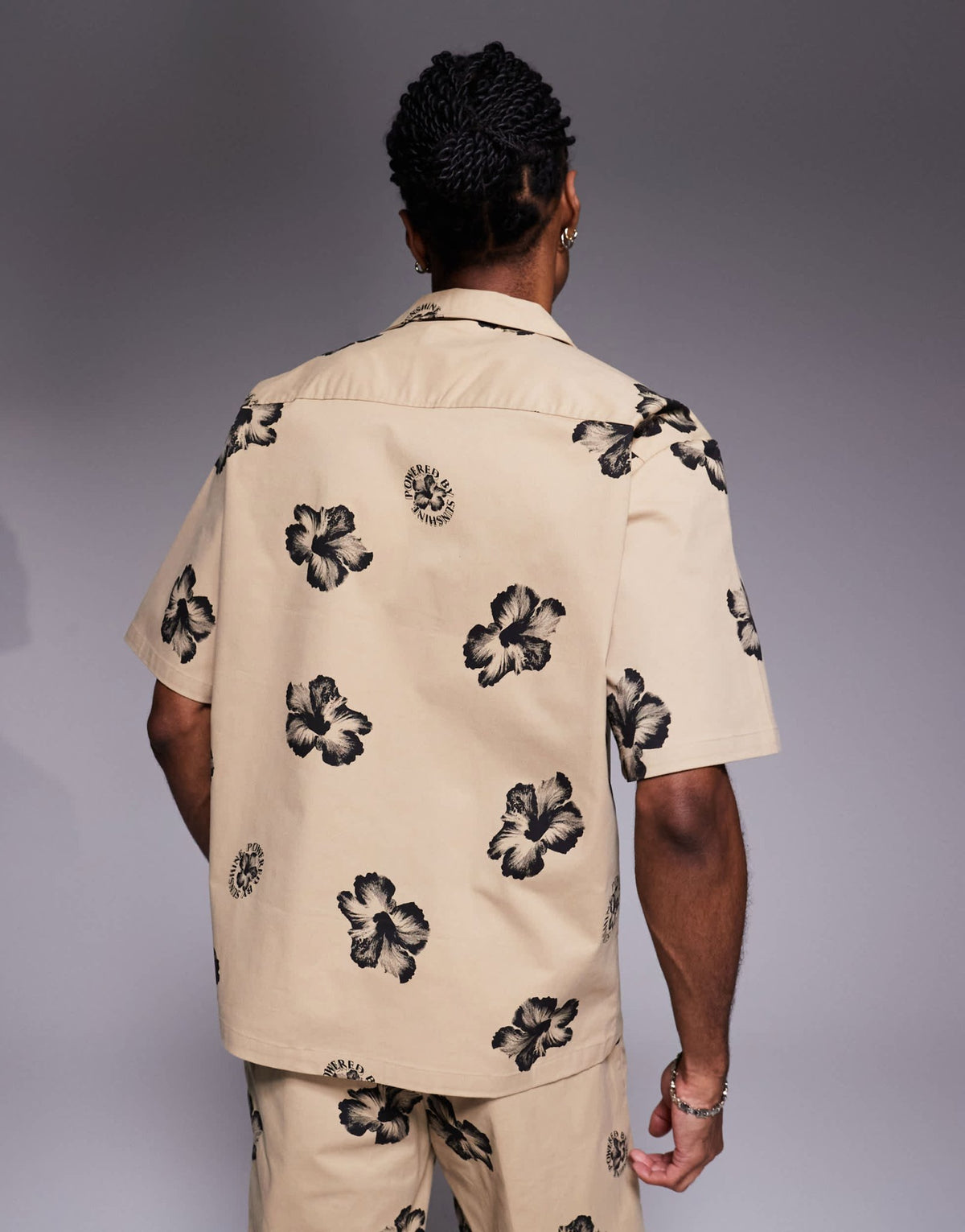 Hugo Blue relaxed fit co-ord shirt in brown with floral print - ASOS Sample Sale