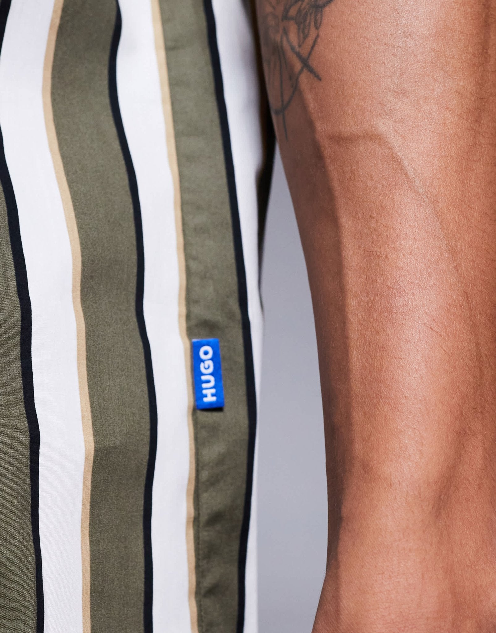 Hugo Blue striped relaxed fit short sleeve shirt in green - ASOS Sample Sale