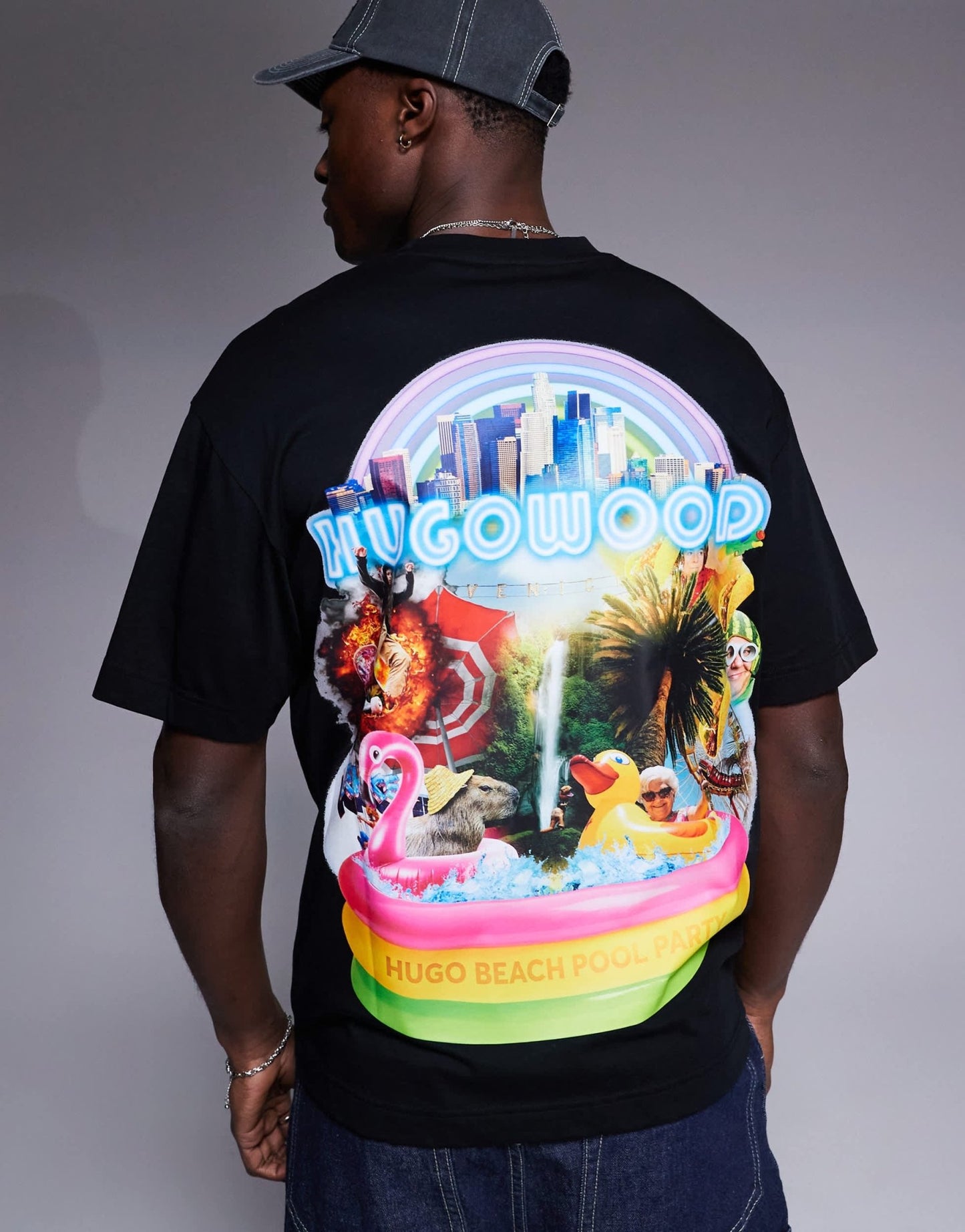 HUGO RED Duwood puff logo relaxed fit t-shirt in black - ASOS Sample Sale