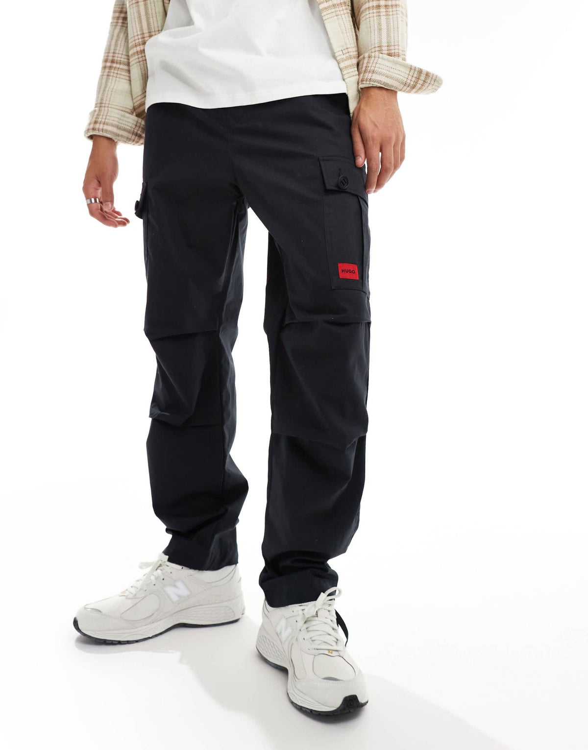 HUGO Red garlo cargo trousers in black - ASOS Sample Sale