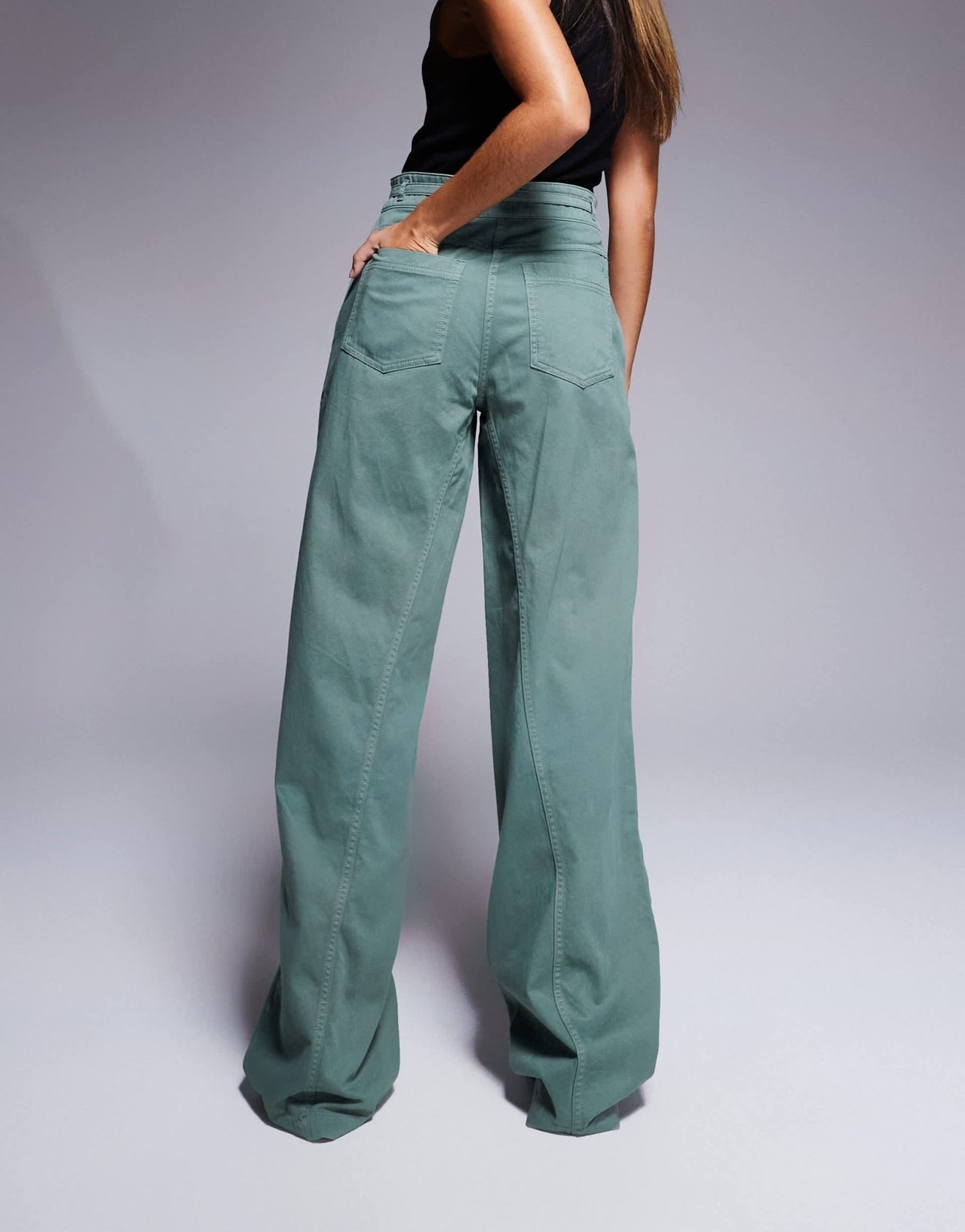 HUGO Red hansana trousers with belt in green - ASOS Sample Sale