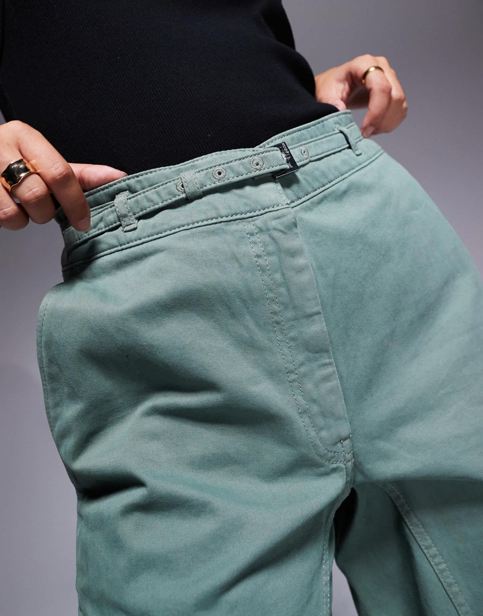 HUGO Red hansana trousers with belt in green - ASOS Sample Sale