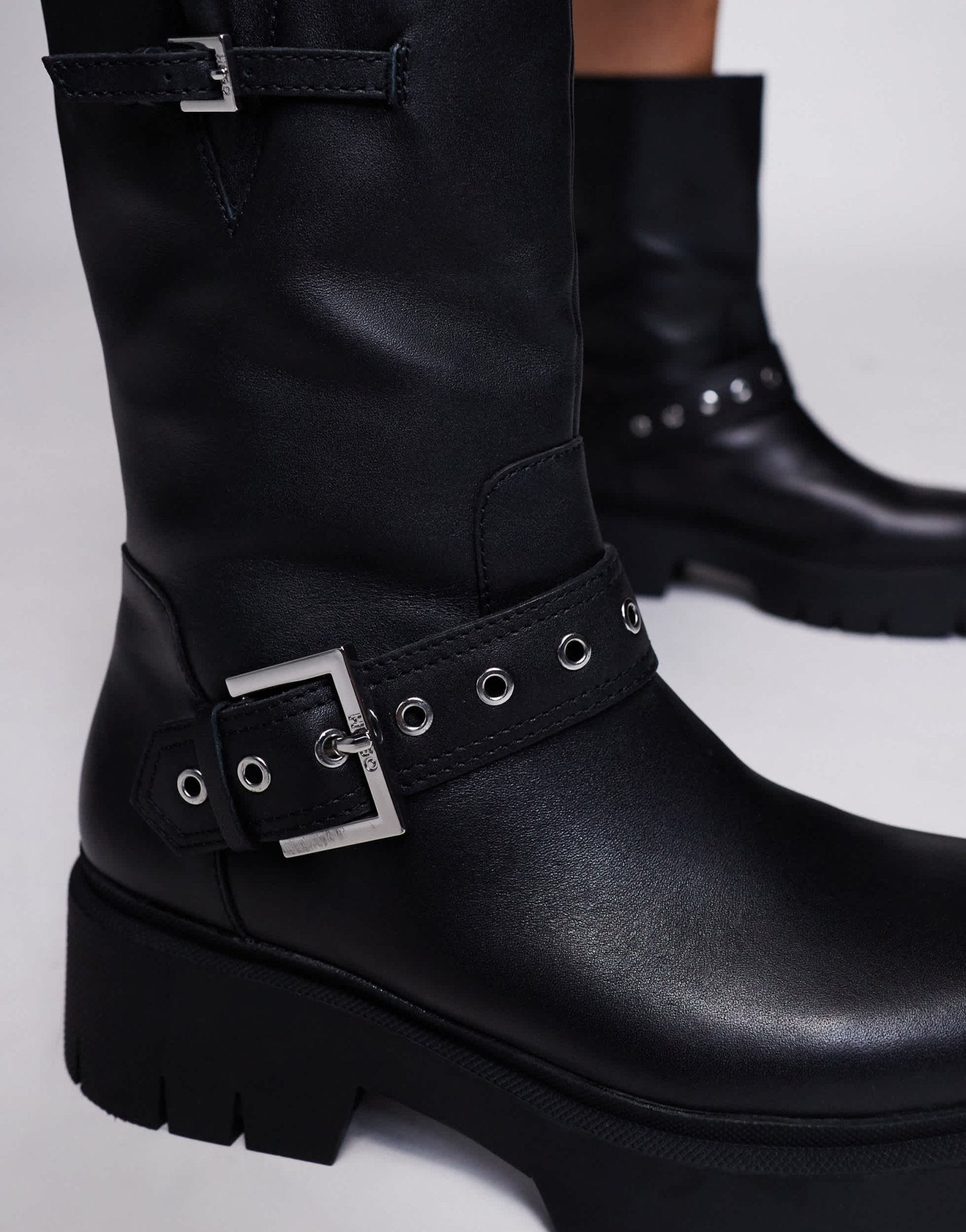 HUGO Red Kris chunky biker boot in black - ASOS Sample Sale