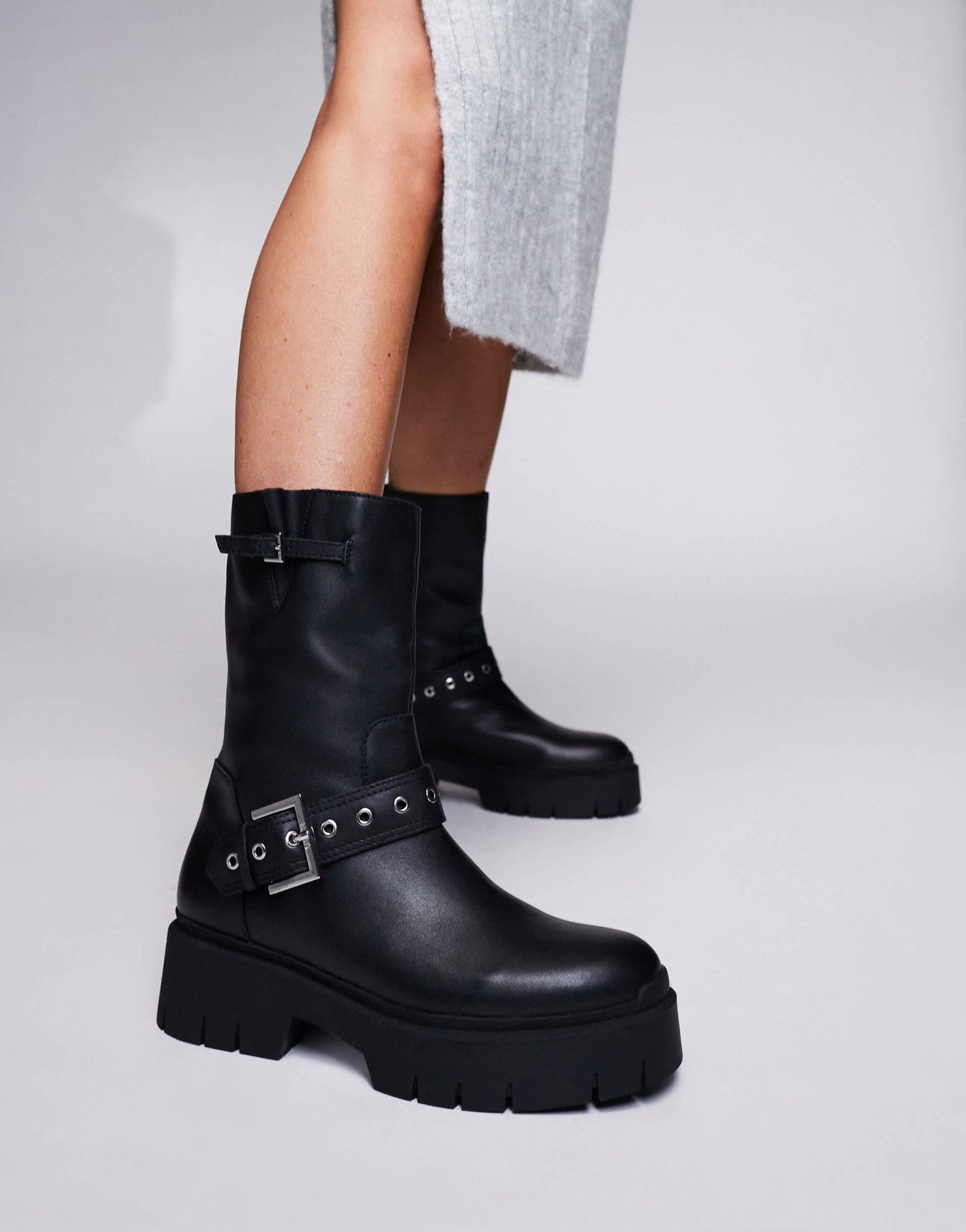 HUGO Red Kris chunky biker boot in black - ASOS Sample Sale