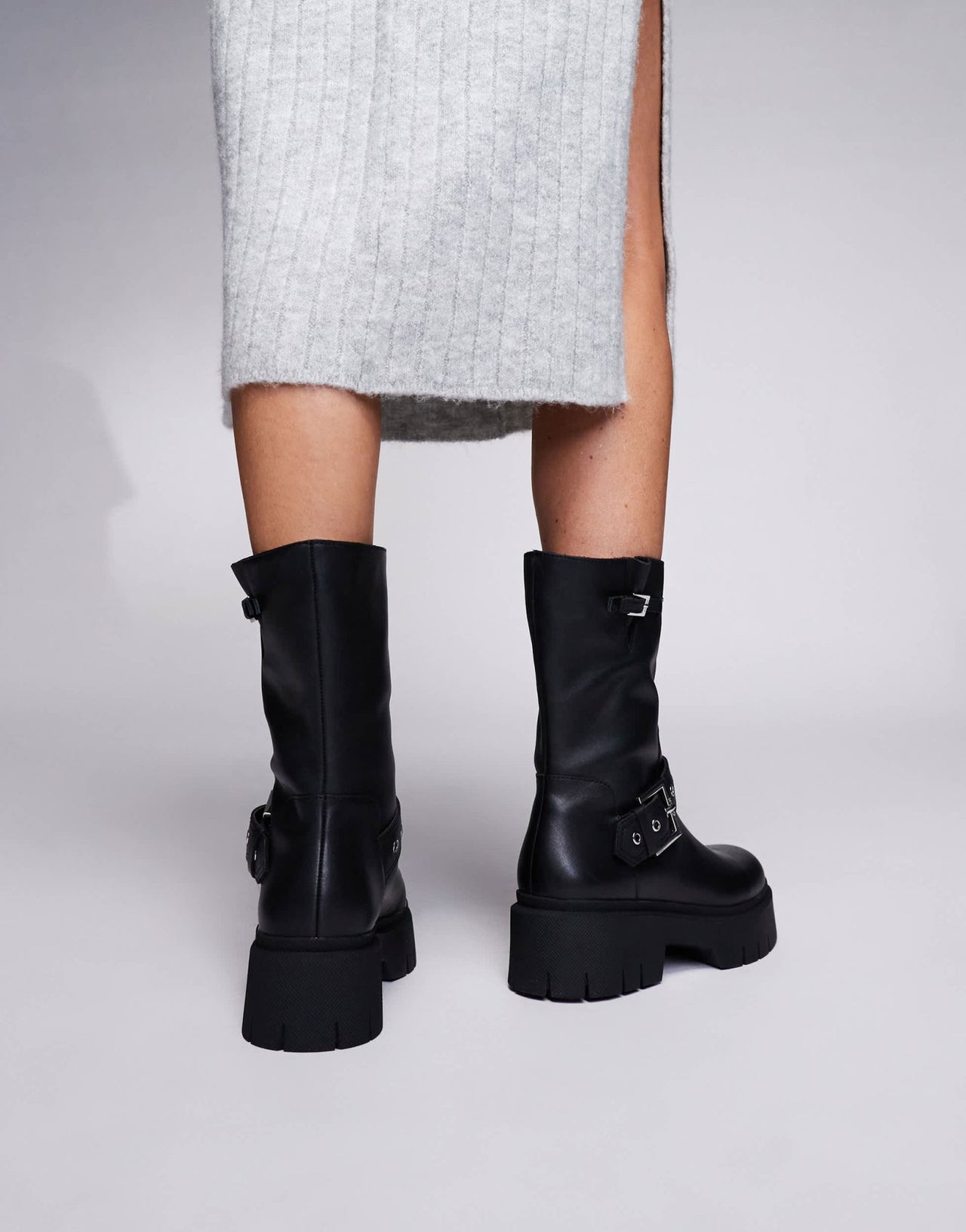HUGO Red Kris chunky biker boot in black - ASOS Sample Sale