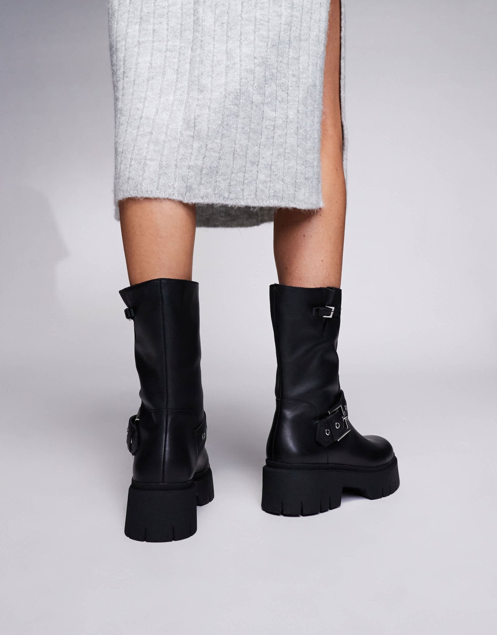 HUGO Red Kris chunky biker boot in black - ASOS Sample Sale