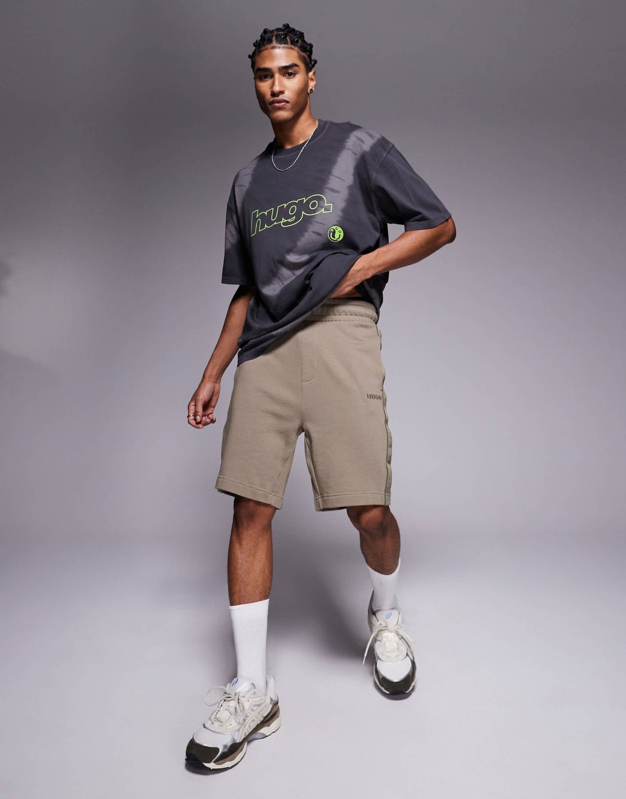 HUGO RED Liam taped logo lounge shorts in light brown - ASOS Sample Sale