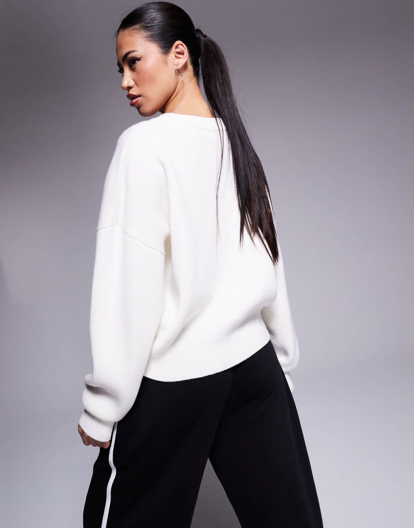 HUGO Red sisminye stacked logo jumper in cream - ASOS Sample Sale