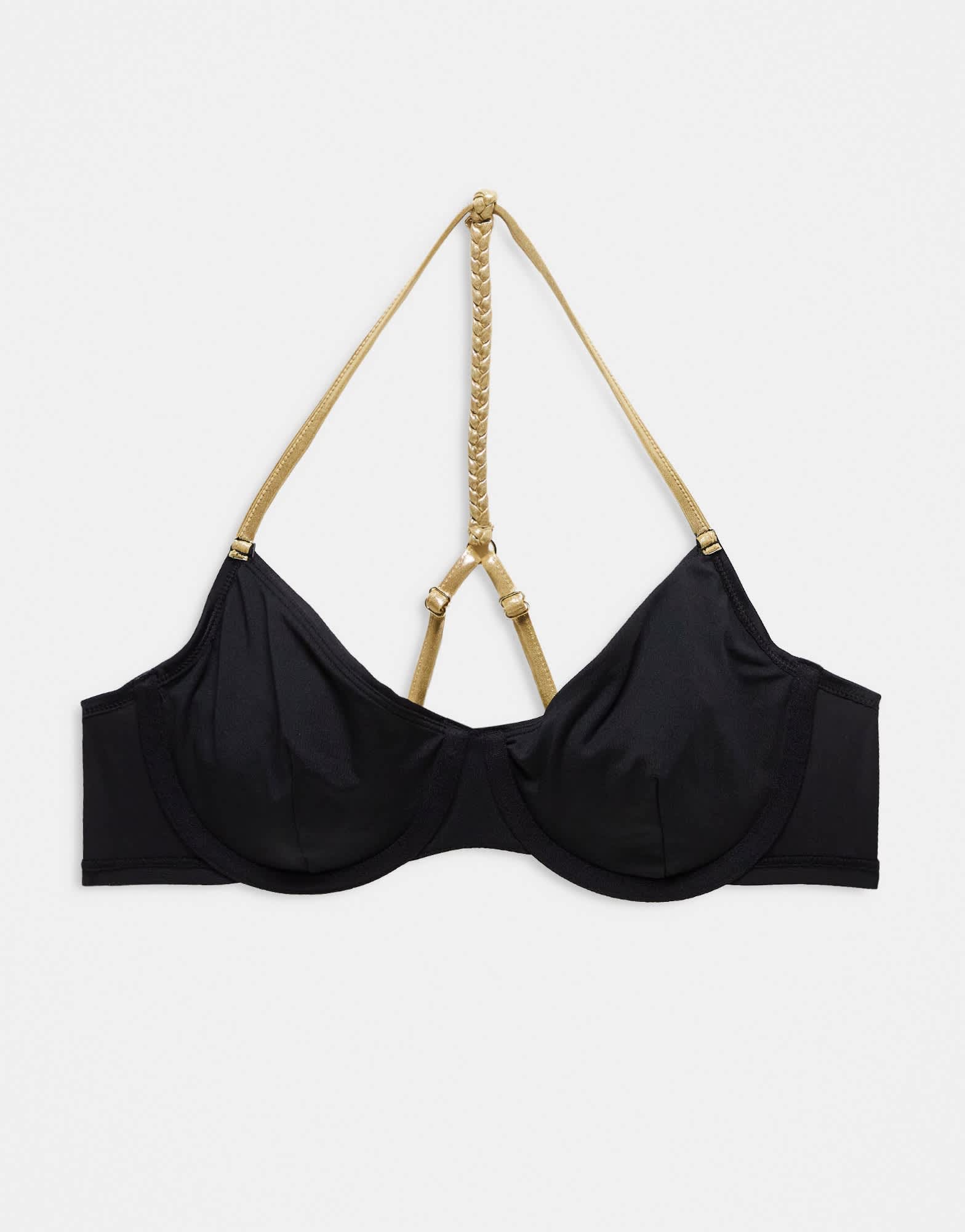 Hunkemoller paradise bikini top with t bar strap in nero - ASOS Sample Sale