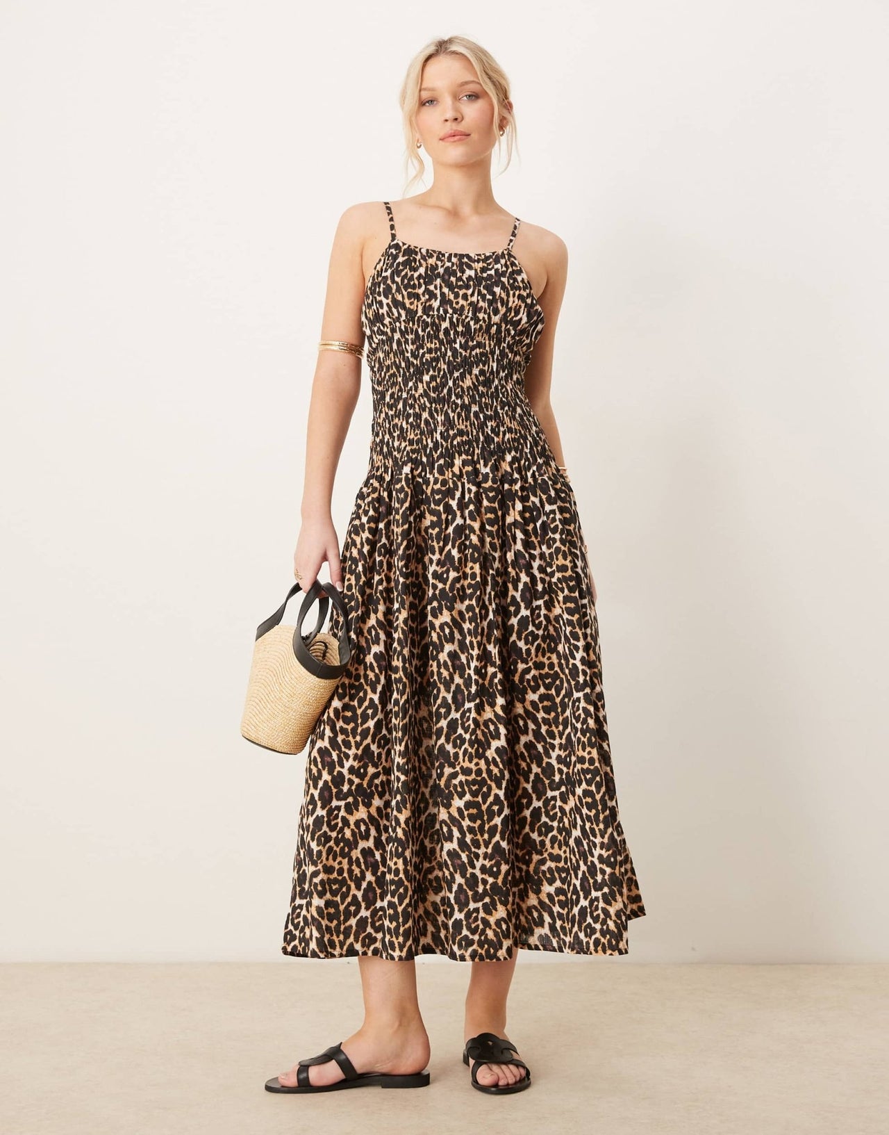 Iisla & Bird longline ruched maxi beach dress in leopard - ASOS Sample Sale