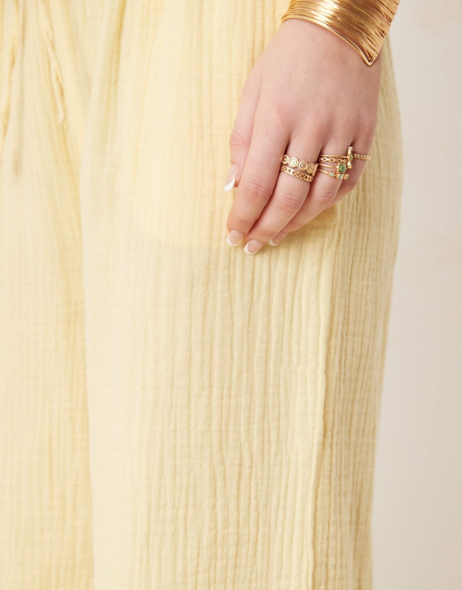 Iisla & Bird skinny waist band beach trouser co-ord in yellow - ASOS Sample Sale