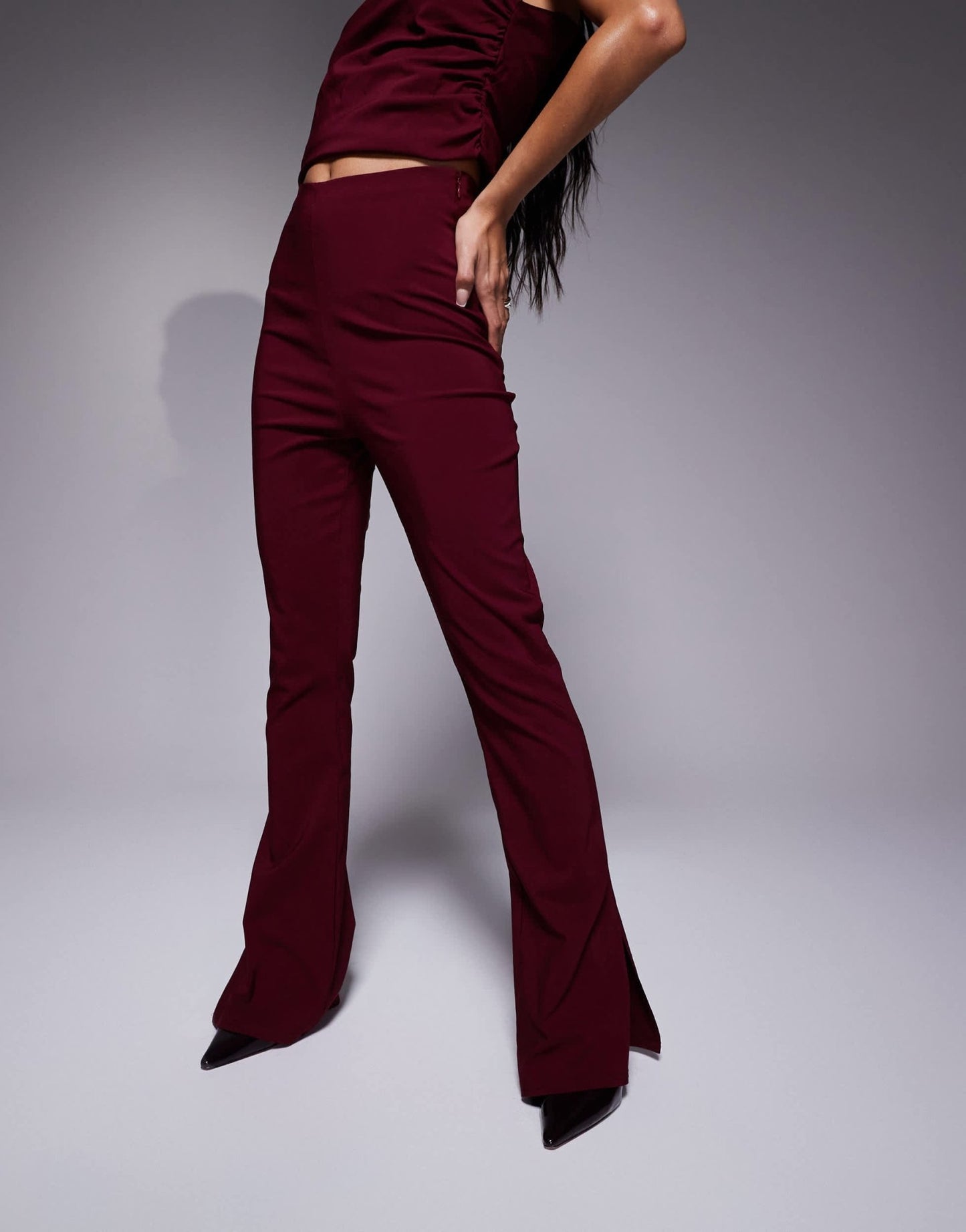 In The Style bengaline flared trousers co - ord in red - ASOS Sample Sale