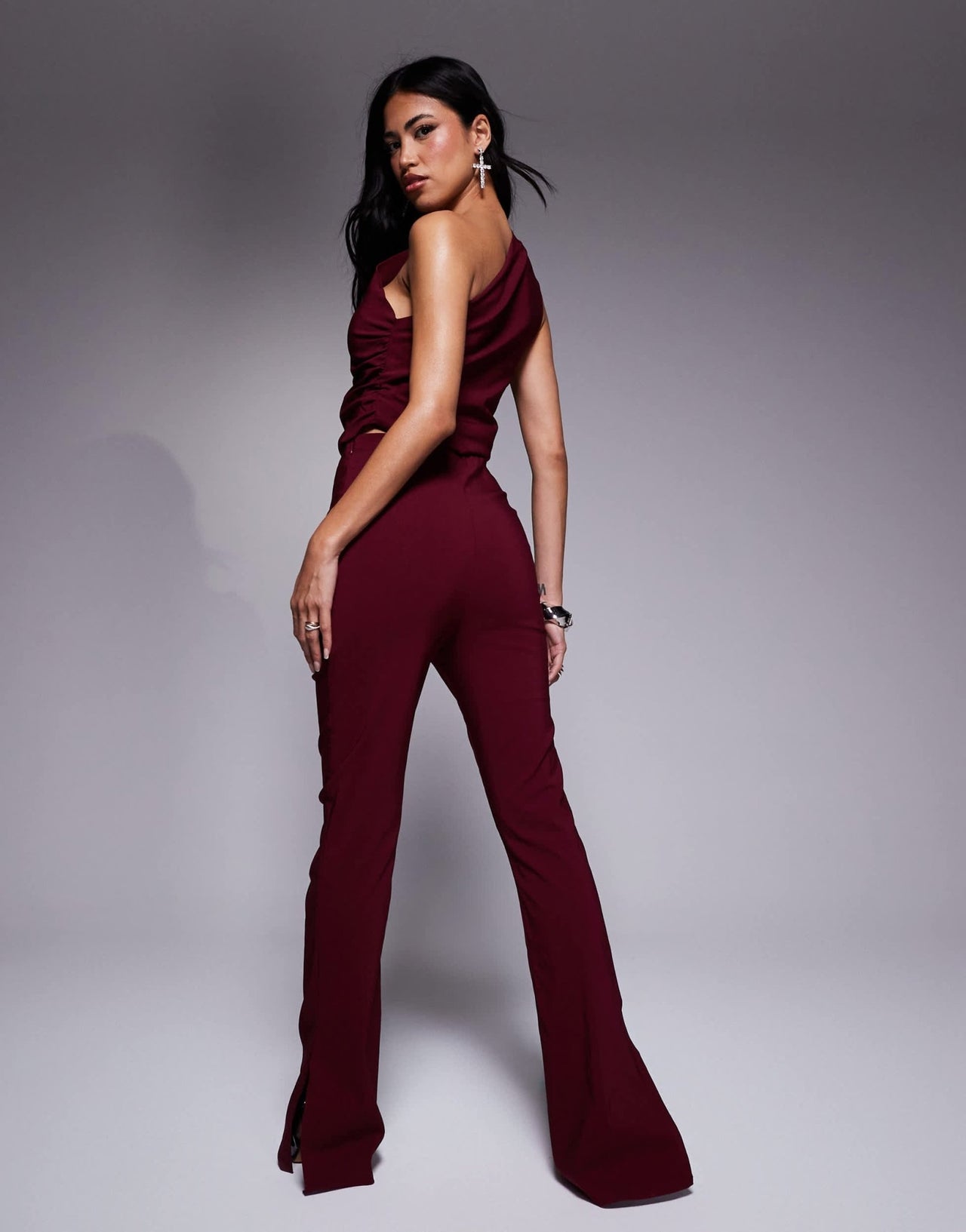 In The Style bengaline flared trousers co - ord in red - ASOS Sample Sale