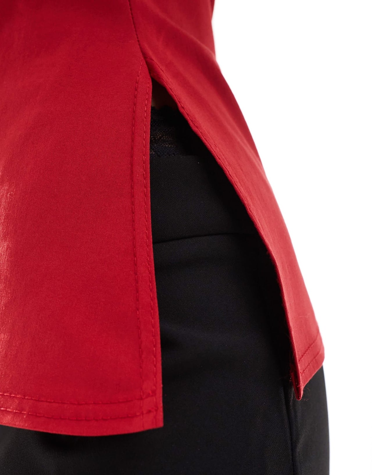 In The Style bengaline foldover bandeau longline top in red - ASOS Sample Sale