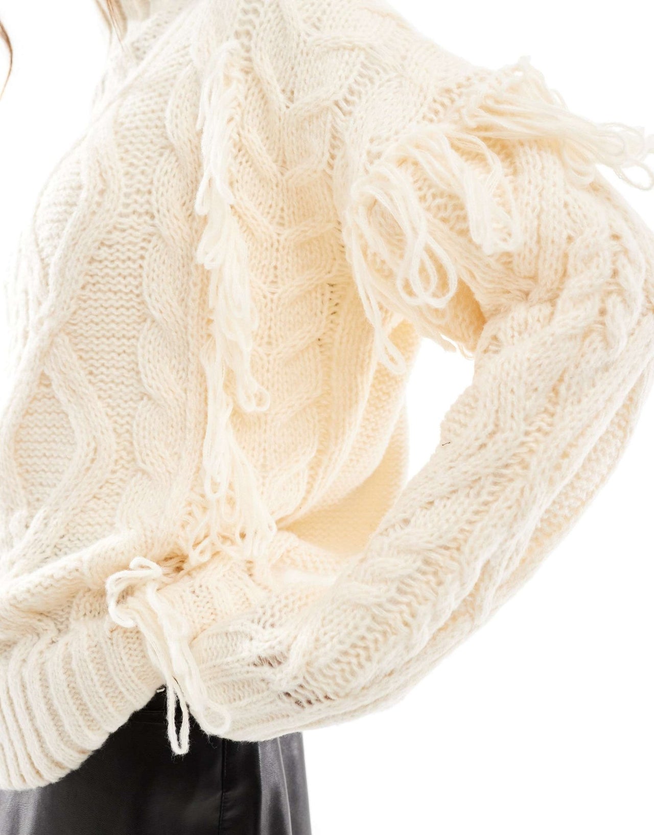 In The Style high neck cable knit jumper in cream - ASOS Sample Sale