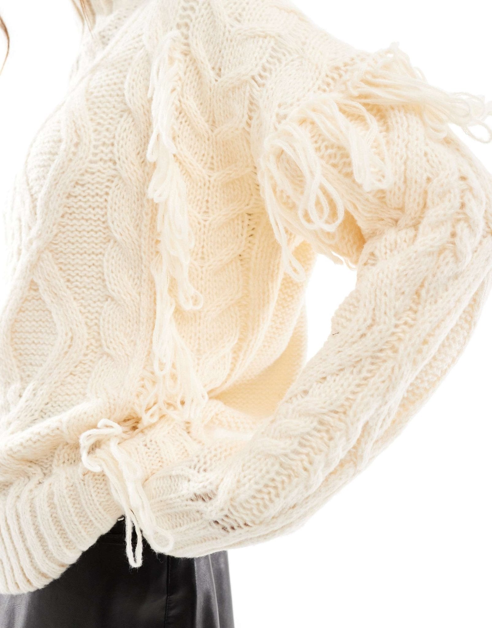 In The Style high neck cable knit jumper in cream - ASOS Sample Sale