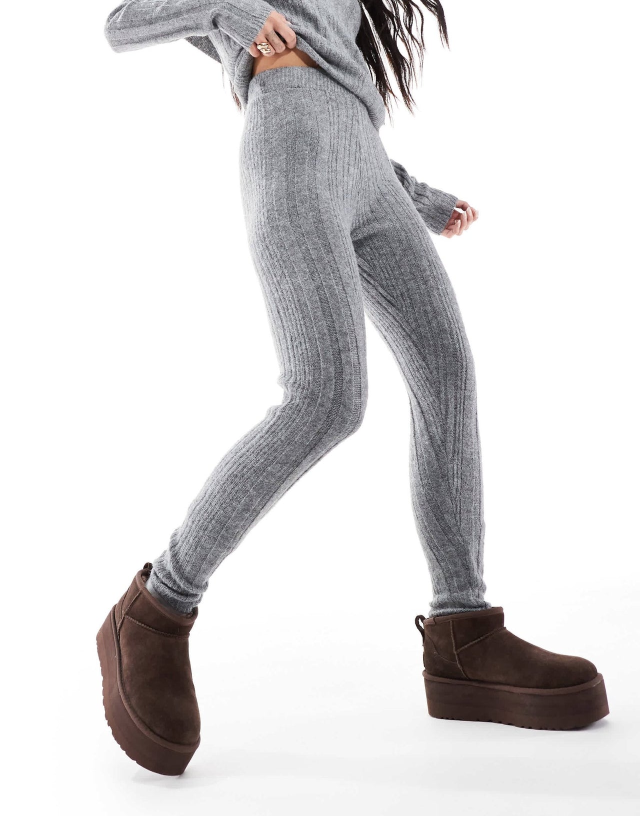 In The Style knitted leggings co - ord in grey - ASOS Sample Sale